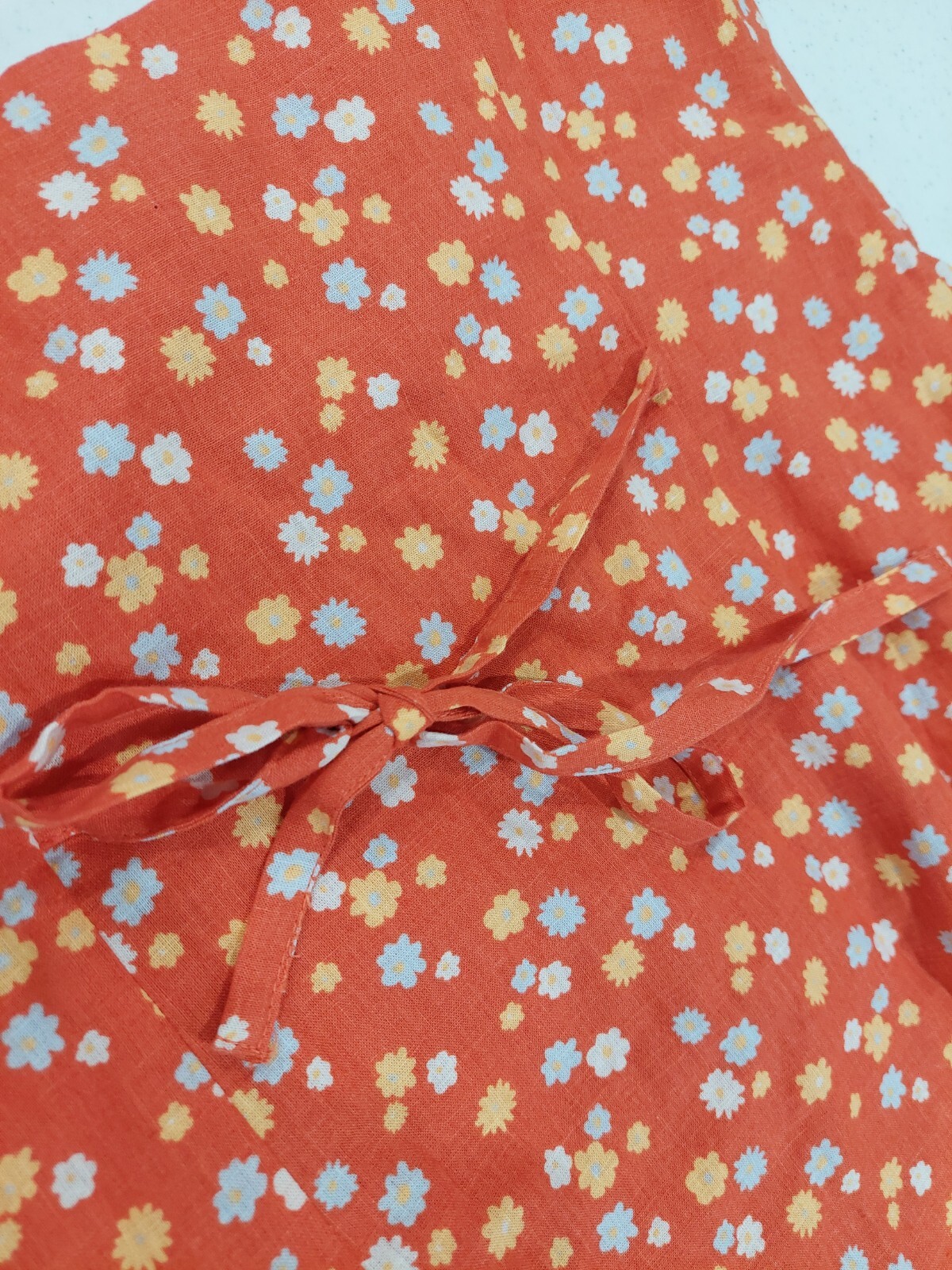 NEW Forever 21 Orange Sun Floral Spaghetti Strap Dress Size L Button Linen NWOT