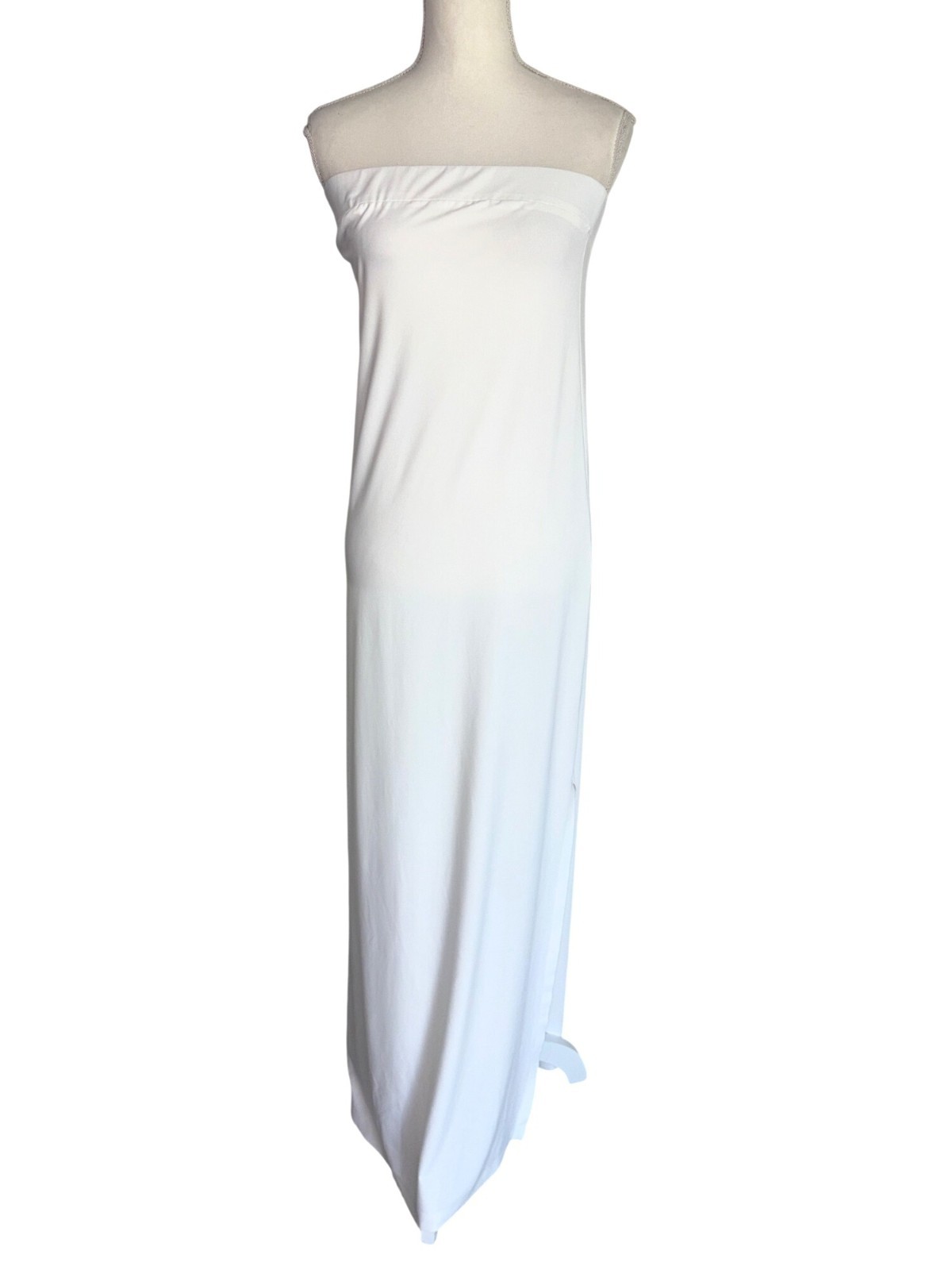Norma Kamali Strapless Tailored Side Slit Gown in Snow White Small New Womens Dr