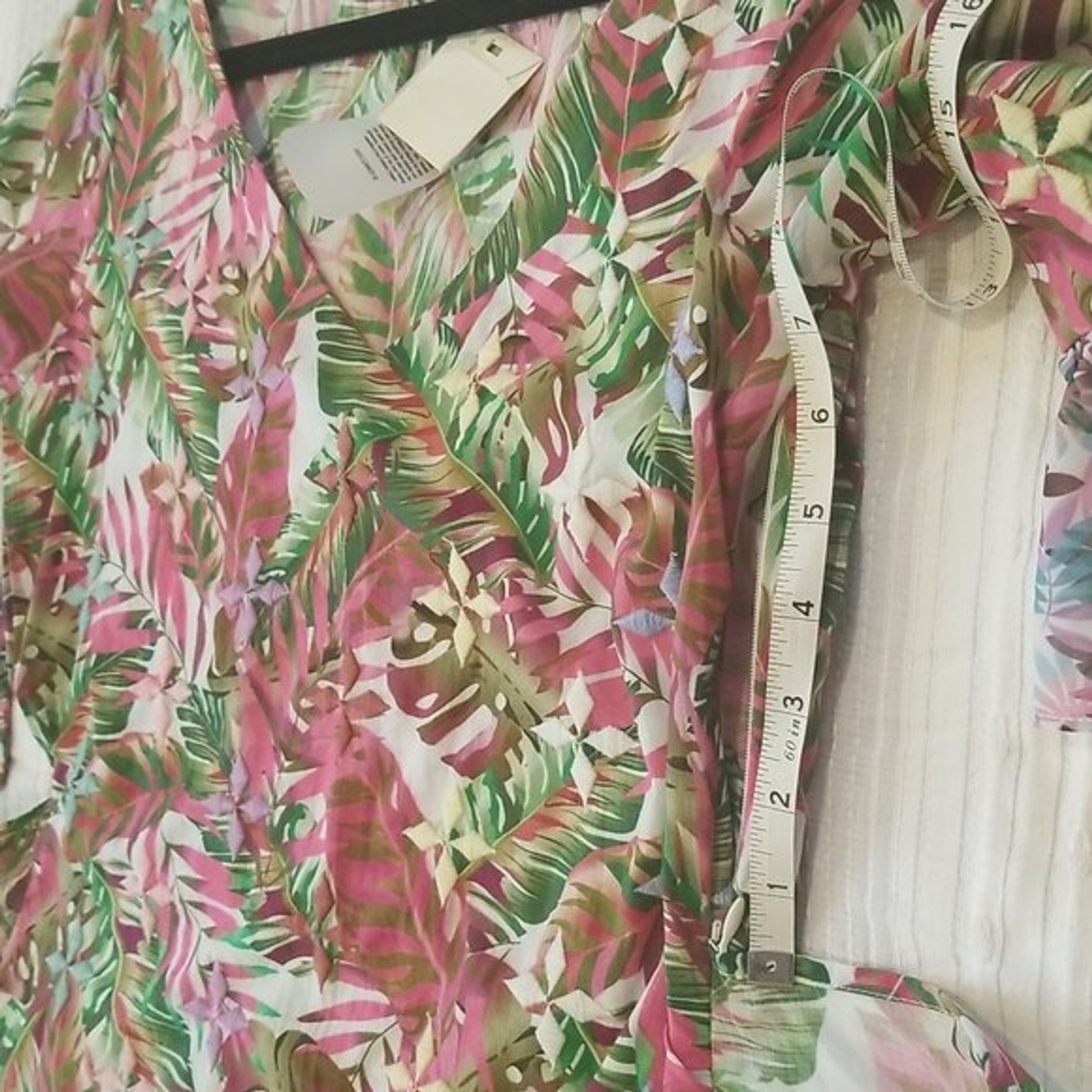 NWT All Things Mochi Philippa Ruffled Printes Linen Wrap Dress, size S