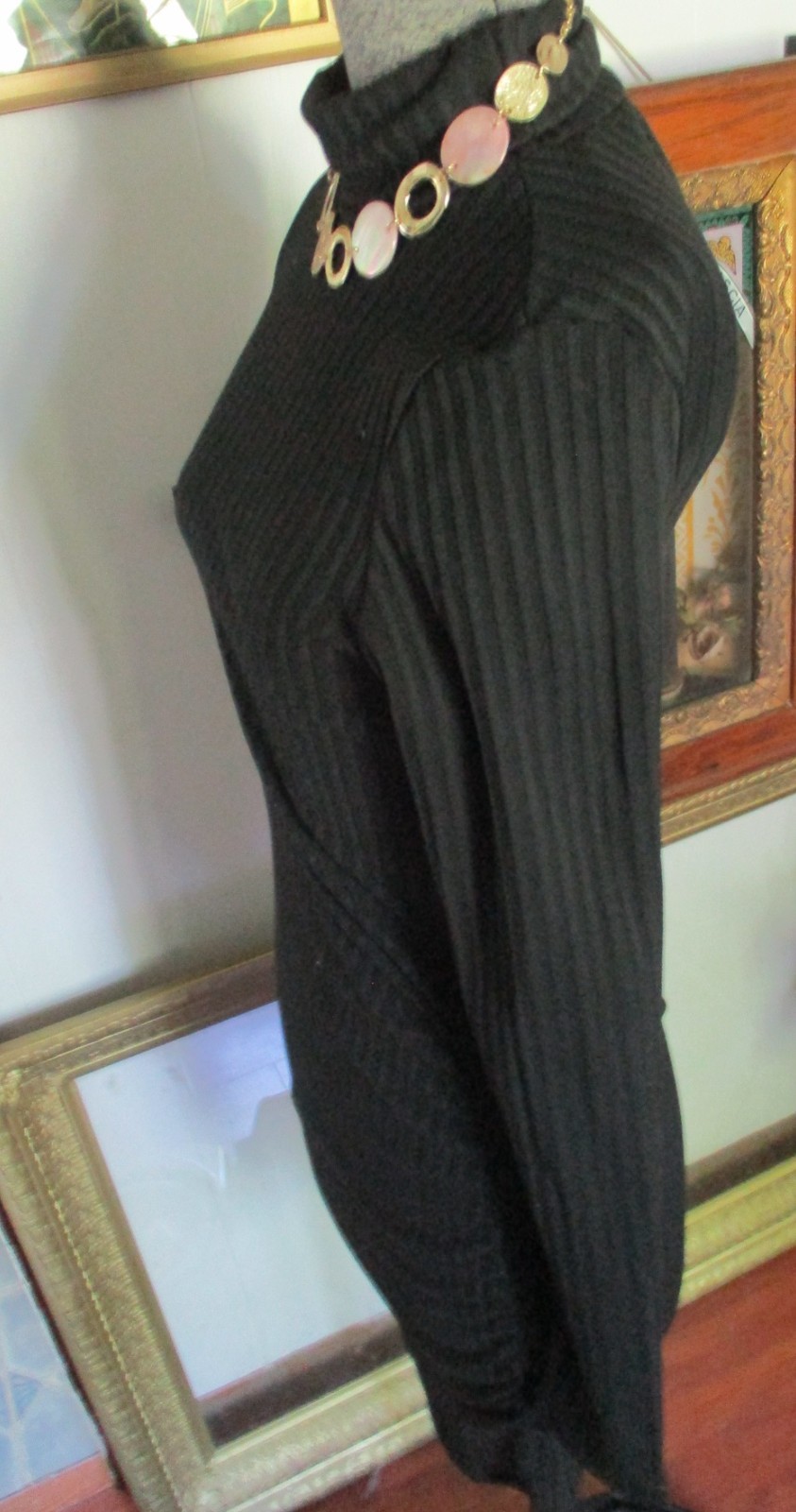 Size 5 Dazy Tight Black Ribbed Ladies Dress Long Sleeved Fitted