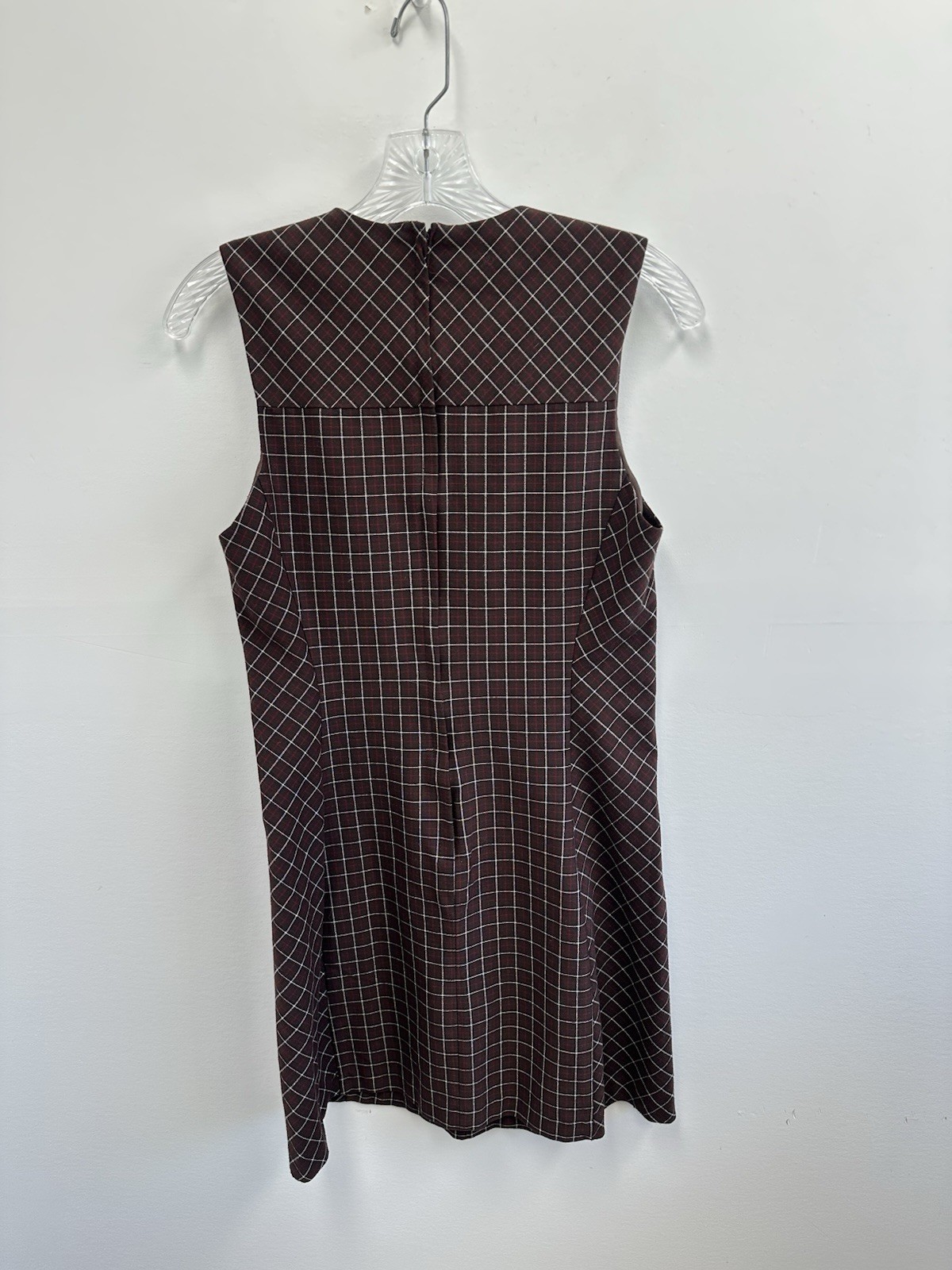 Vintage Esprit 90’s Preppy Burgundy Checkered Plaid Pencil Mini Dress Size S