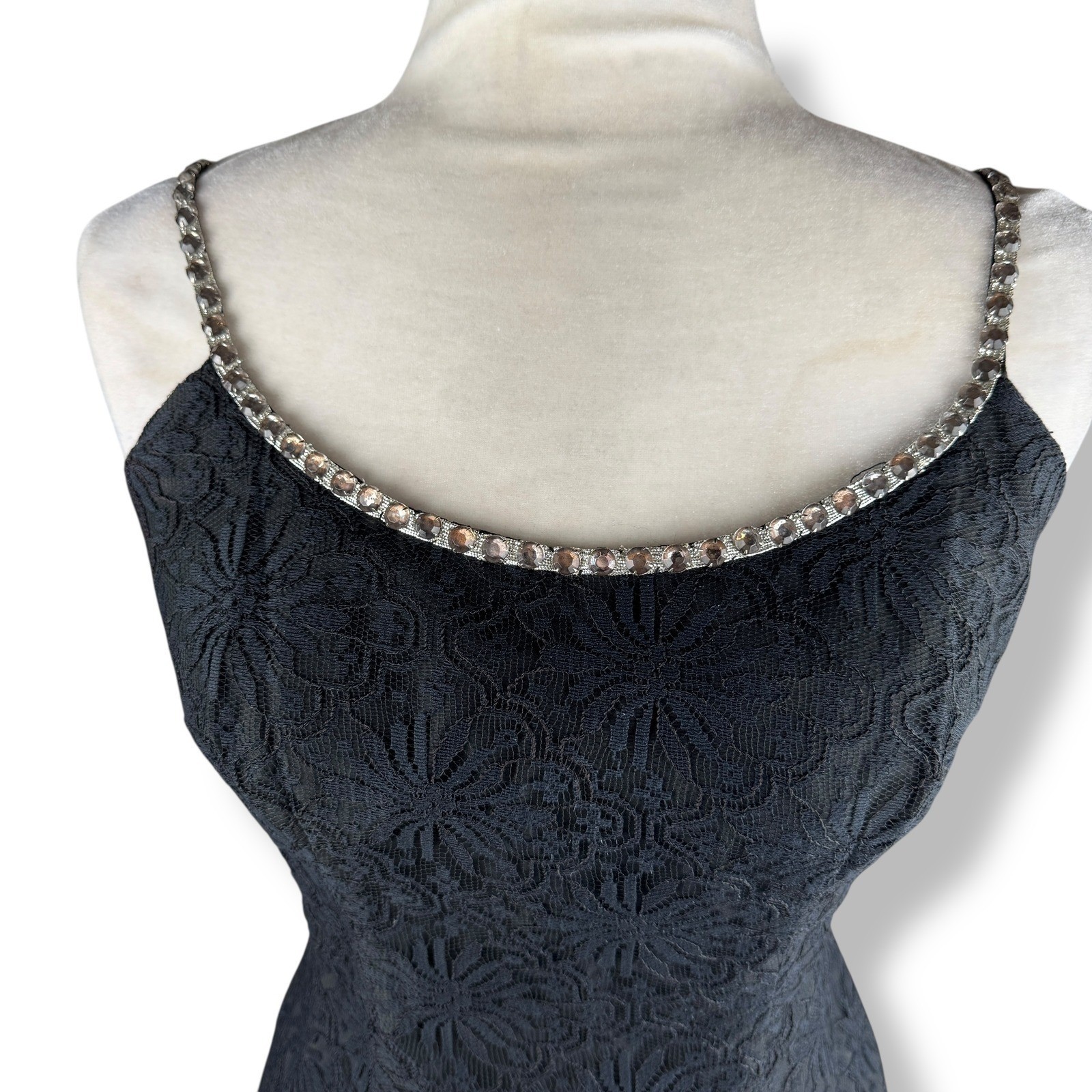 Lilli Diamond Black Lace Wiggle Dress Womens Size Small Glam Vintage 50s 60s