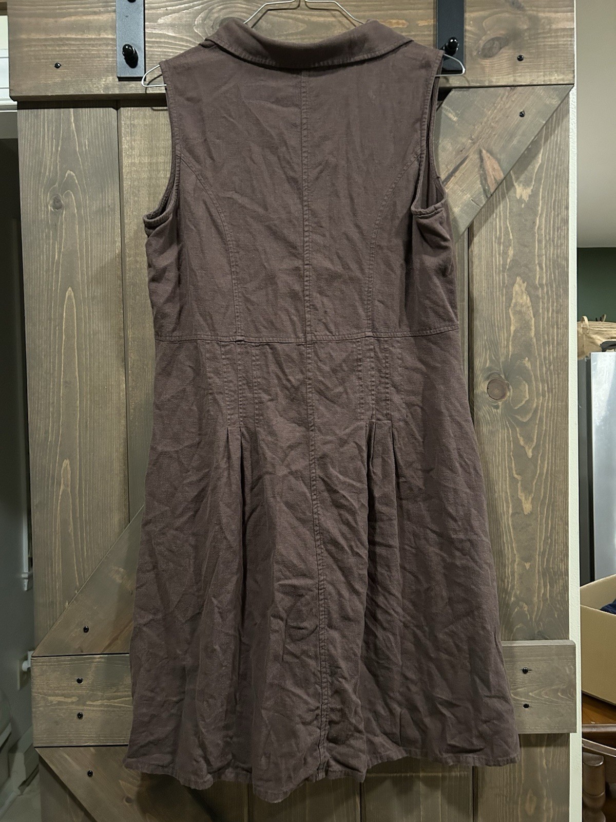 Christopher & Banks Brown Solid Shirt Dress Collared Sleeveless 14