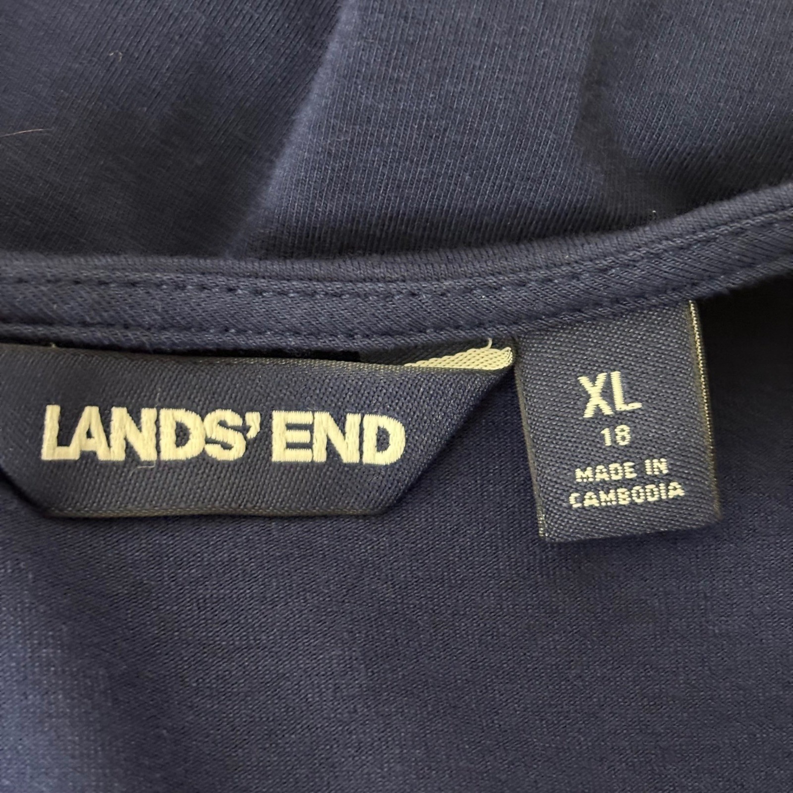 Lands End Navy Blue Side Knot Jersey Midi Dress XL 18 Cotton Modal Stretch