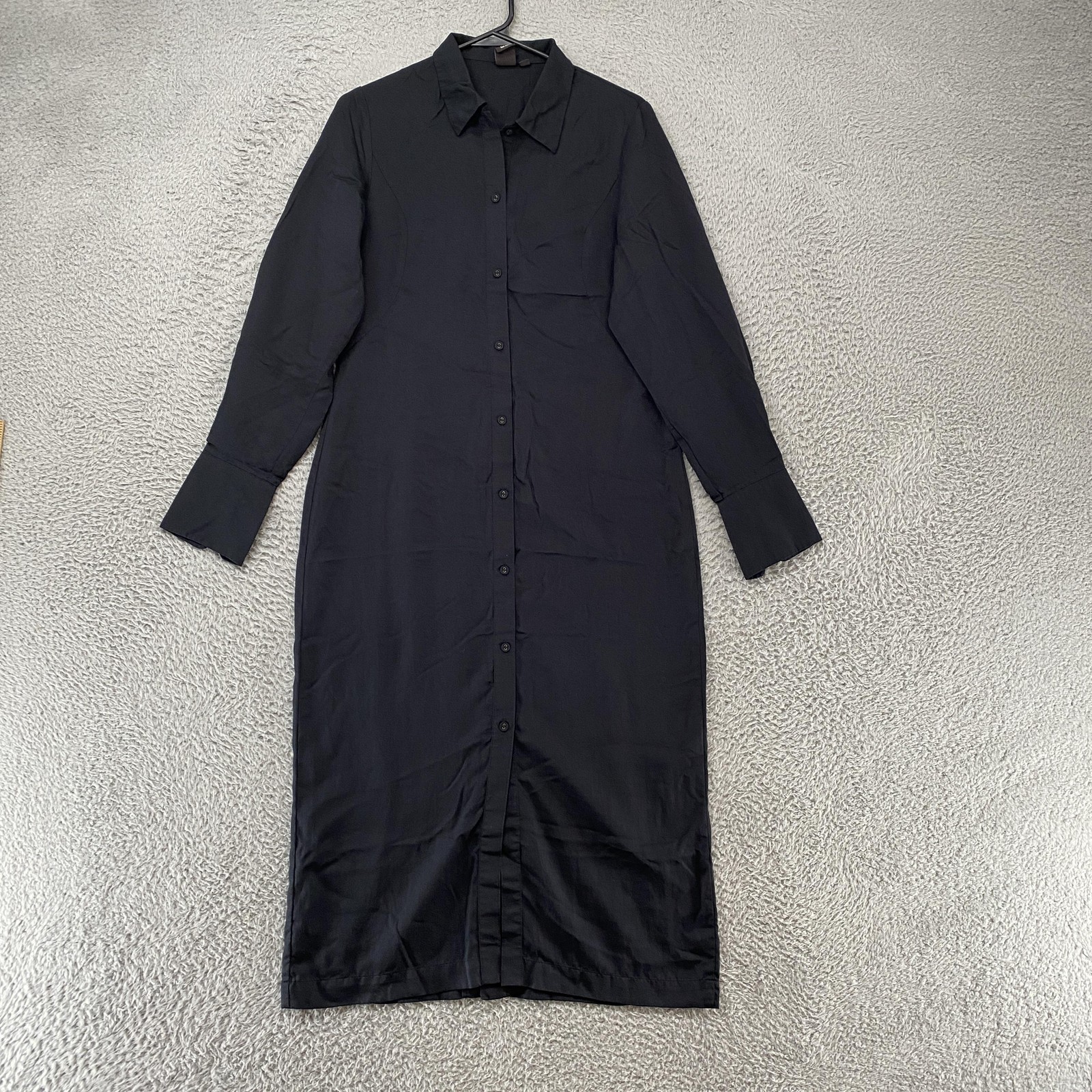 Uniqlo X Hana Tajima Shirt Dress Womens Small Black Midi Minimalist Office