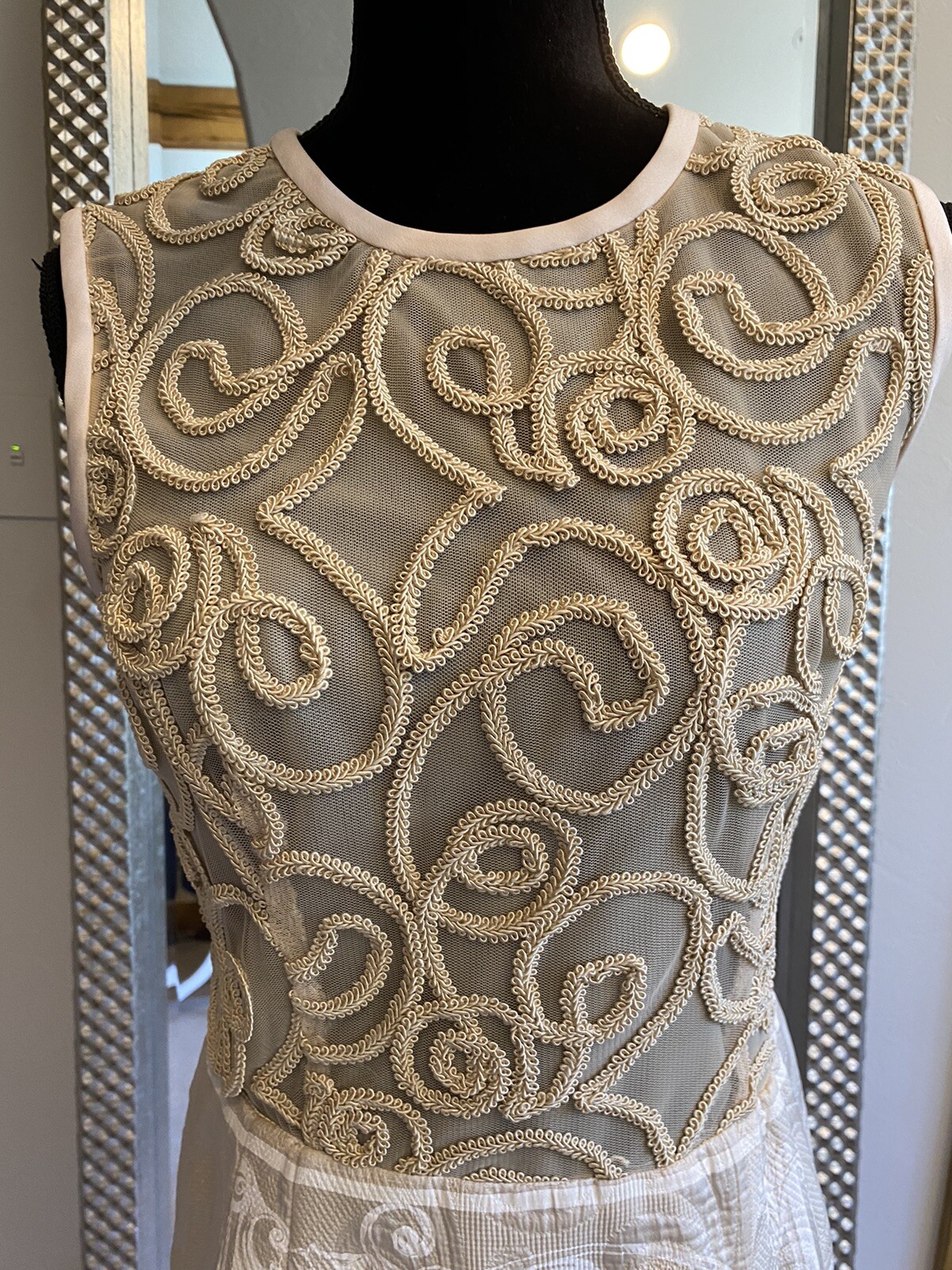 aquilano rimondi Lace Nude Colored Knee Length Pencil Dress IT 42, US 6 $1,765