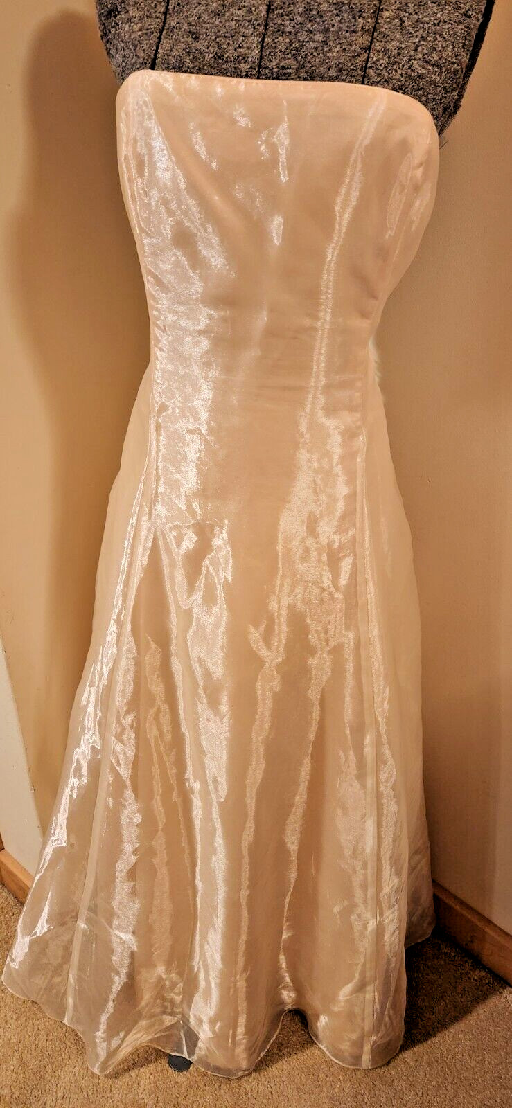 Scott McClintock Gold Shimmer Strapless Full Length Gown Dress Millennium 2000
