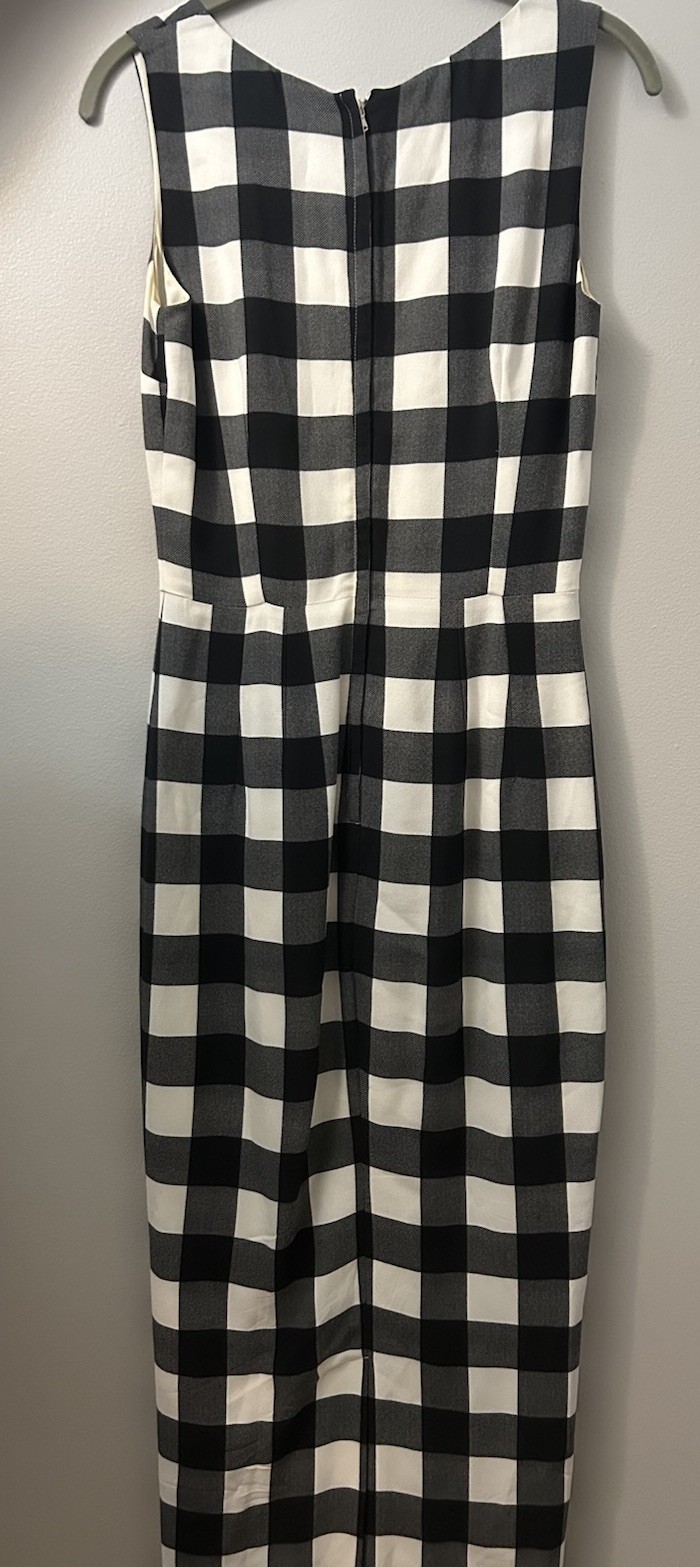 Dolce & Gabbana Gingham Checkered Print Cady Sheath Bodycon Maxi Dress IT40
