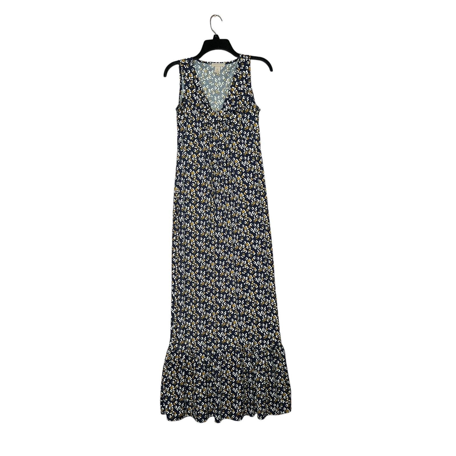 jonathan martin women ruffle hem Sleeveless Textured long Dress sz 6 blue