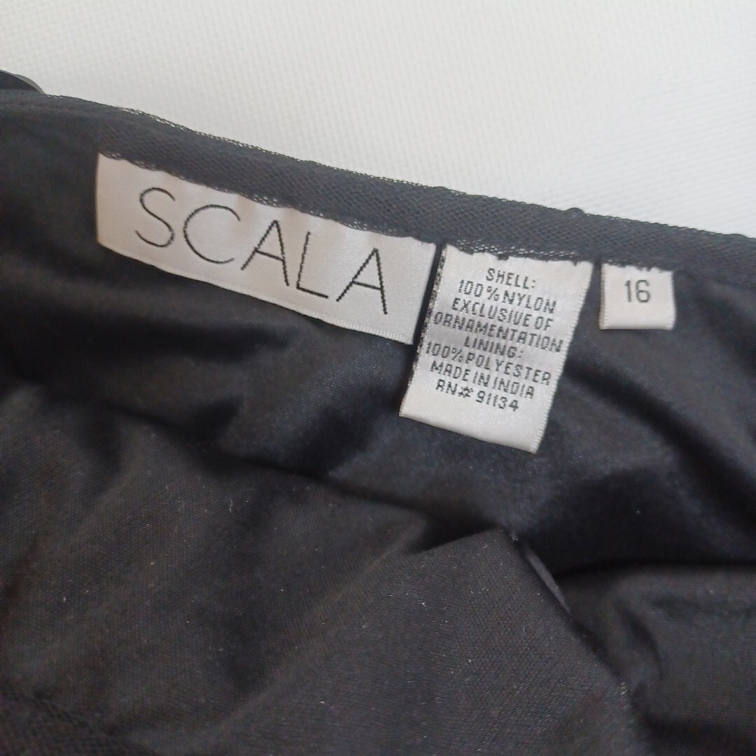 SCALA 16 XL Dress LBD Sequins Black Stretch One Shoulder Cocktail