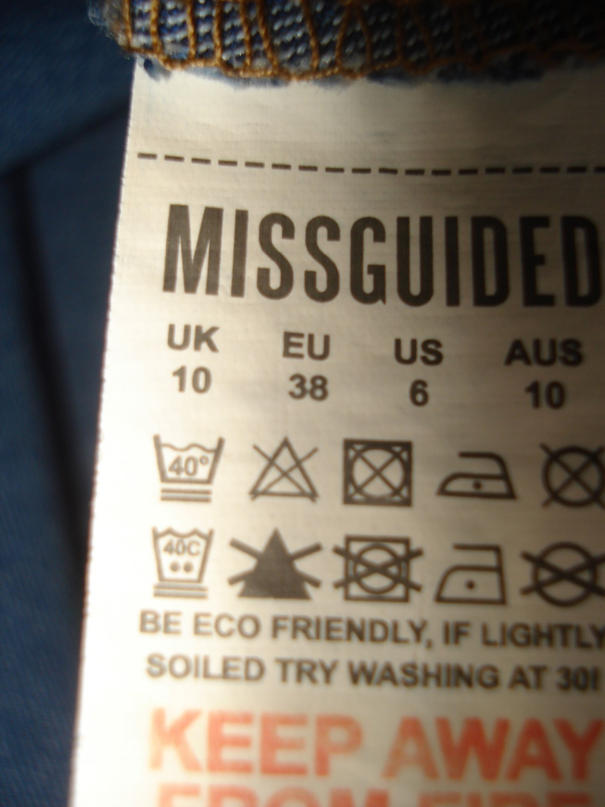 MISSGUIDED DENIM COTTON/POLY POCKETS STRAPS SLEEVELESS FIXED BUTTON UK 10