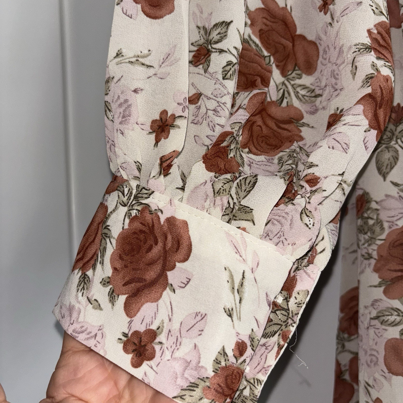 Indigo Soul Rust/Pink Floral Long Sleeve Lined Maxi Dress Sz M Cottagecore