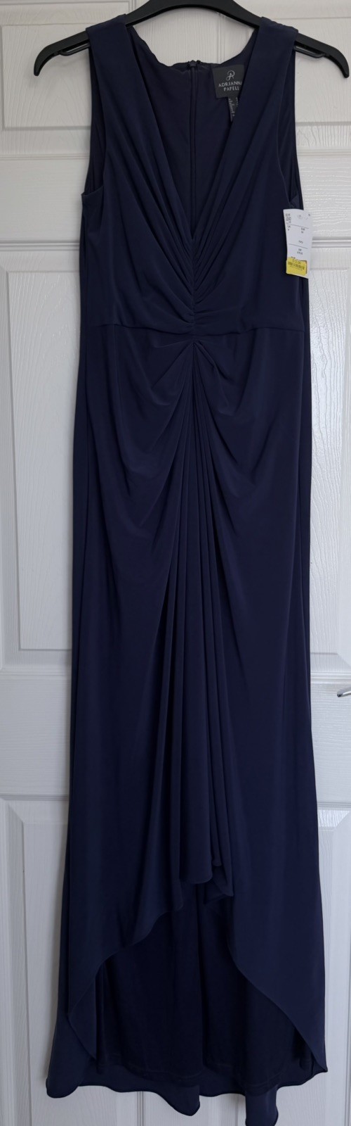 Adrianna Papell Blue Formal Prom Bridesmaid Draped Ruched Dress Size 8
