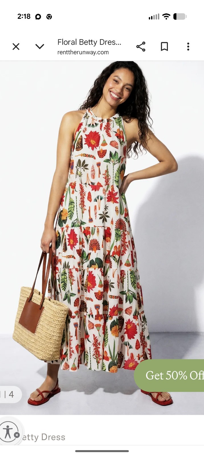 FIGUE Floral White Cotton Halter Sleeveless Maxi Dress Tiered XL 12 14