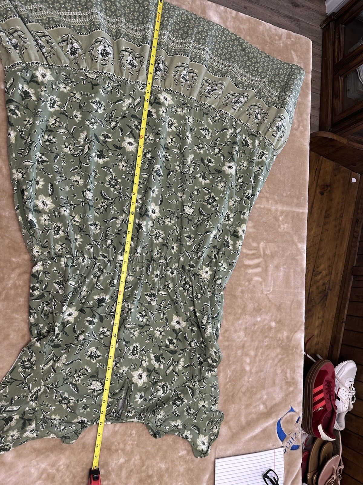 Time and Tru Women’s Plus XXL (20) Green/White Floral Button Front Knee Dress