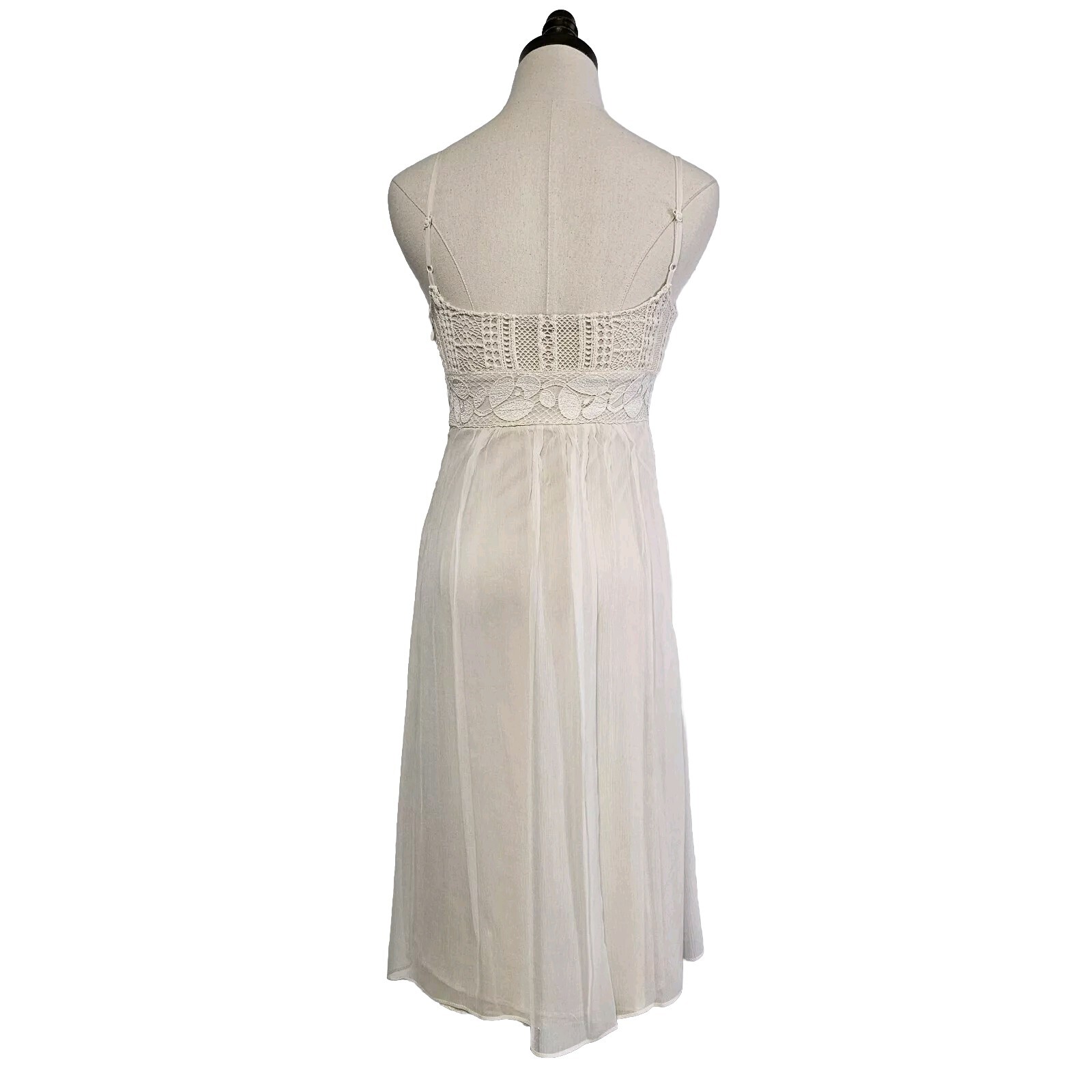 MARIA BIANCA NERO Empire Waist Crochet Accent Ivory Small P Sexy Elegant Dress