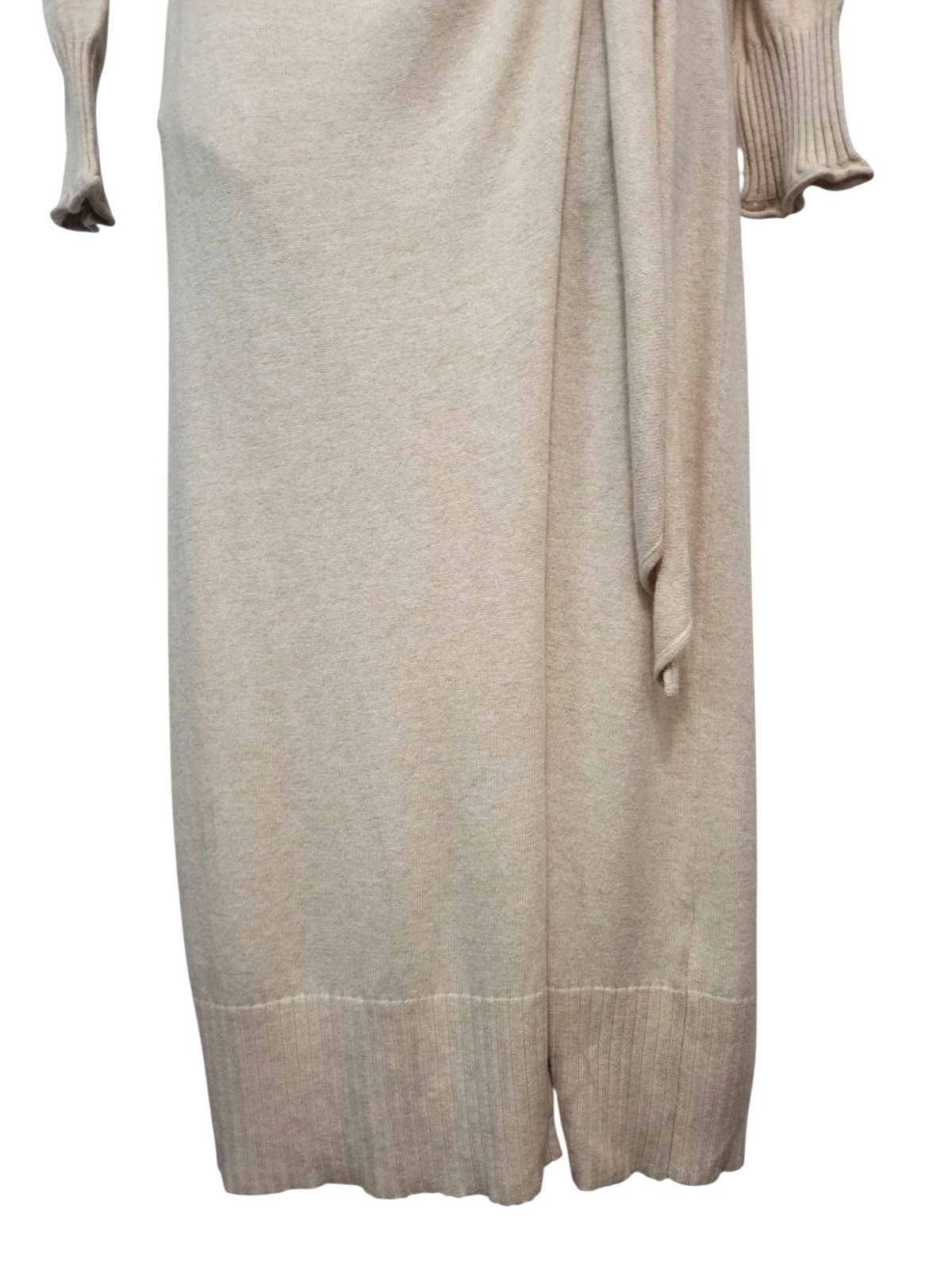 Jonathan Simkhai Evalynn Dress Wool Cashmere Blend Sz Small Beige Wrap Midi NWT