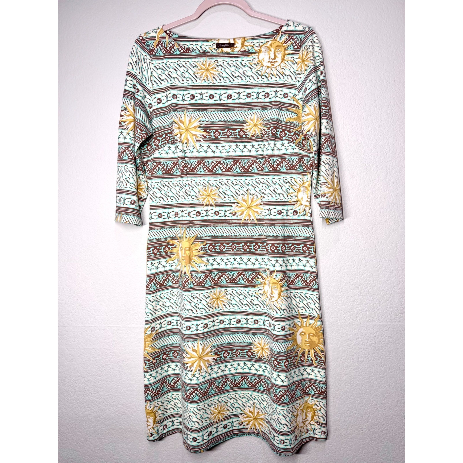 J McLaughlin Sheath Dress Medium Stretch Catalina Cloth Sun Star Moon Celestial