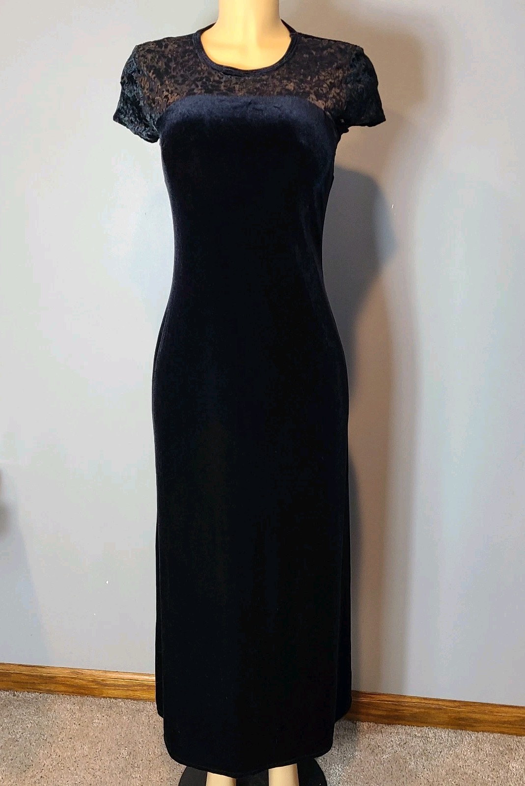 Vintage 90s Y2K My Michelle Velvet Burnout Whimsigoth Witchy Maxi Dress Small