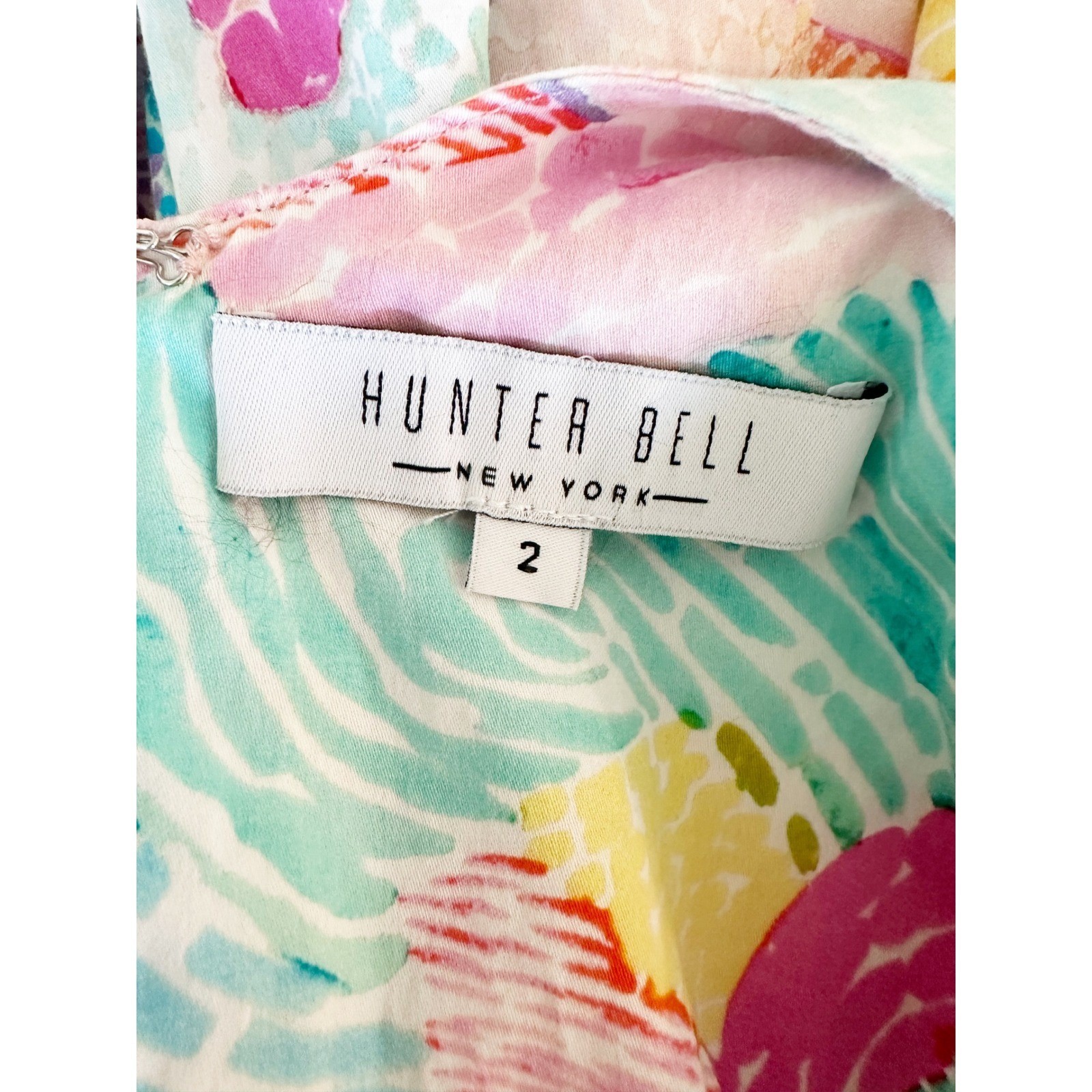 Hunter Bell Braden Dress Pastel Multi-Color Tie-Shoulder Midi Dress Size 2