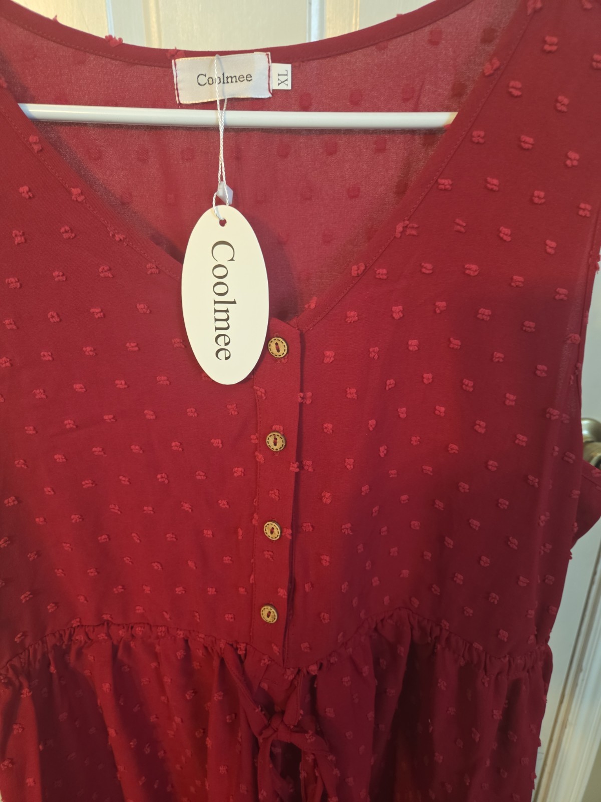 Coolmee Red Dress Size XL Button up Pull over Sleeve Less NWT New