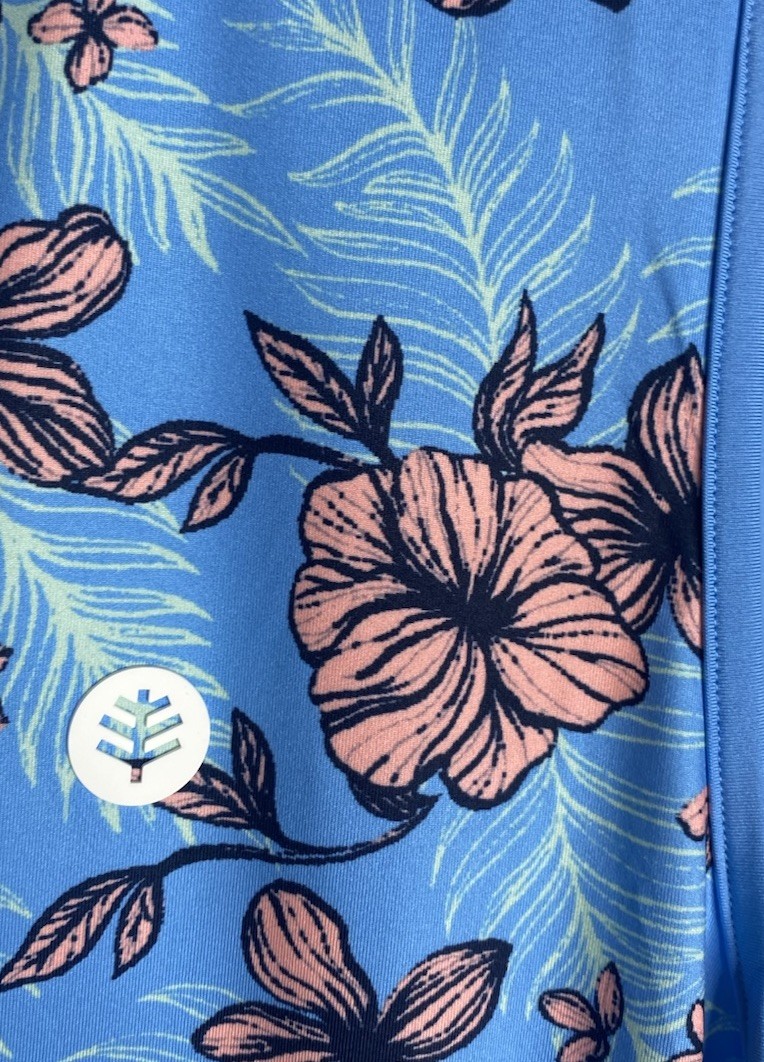 NWT Coolibar 1/4 ZipBackspin Blue floral Golf /Tennis Dress W/Shorts UPF50 Sz M