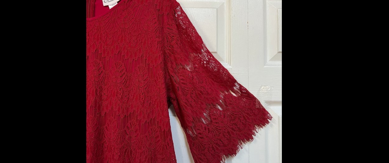 Expressions V-Neck Lace Dress ~ Crimson ~ Size XL **NEW**