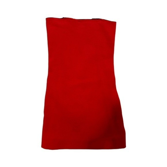 Opening Ceremony Red Strapless Logo Tape Mini Dress Womens Bodycon Tube Dress
