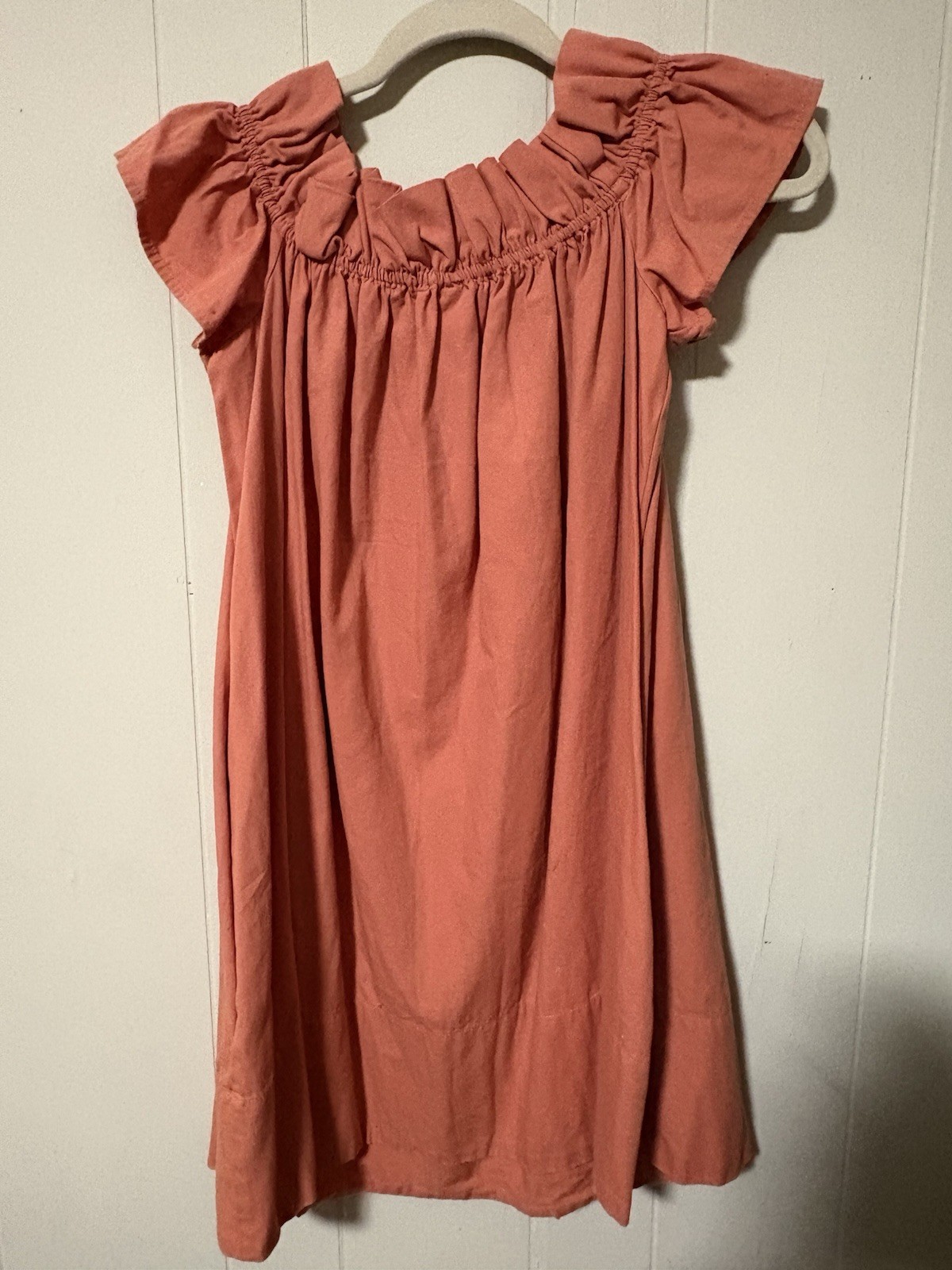 Free People Sophie Off-The-Shoulder Mini Dress Medium Cotton light coral Boho