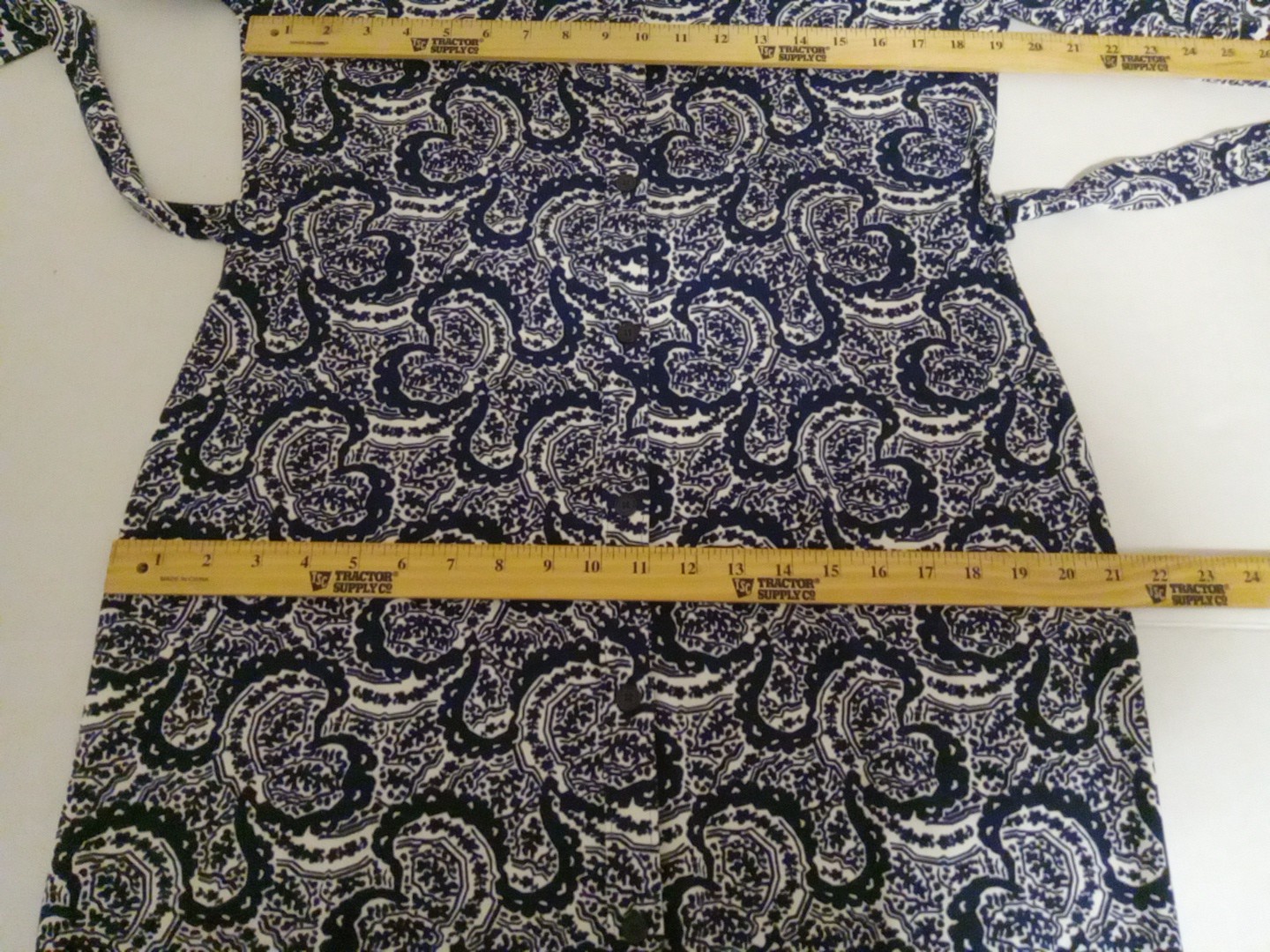 Talbots Women Blue White Paisley Collar Button Down Midi Dress Size L
