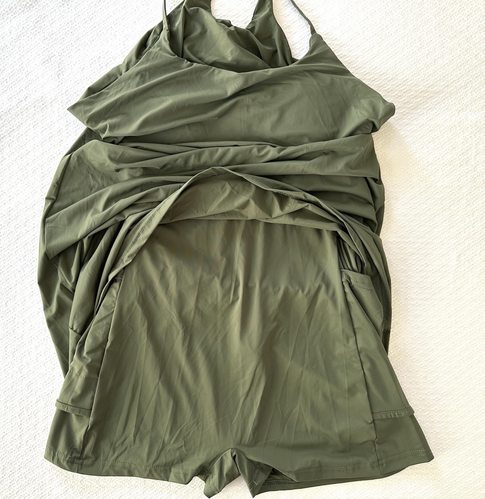 Athletic Tank Dress Cupped Shelf Bra & Shorts Women’s M Olive Green Yoga Workout