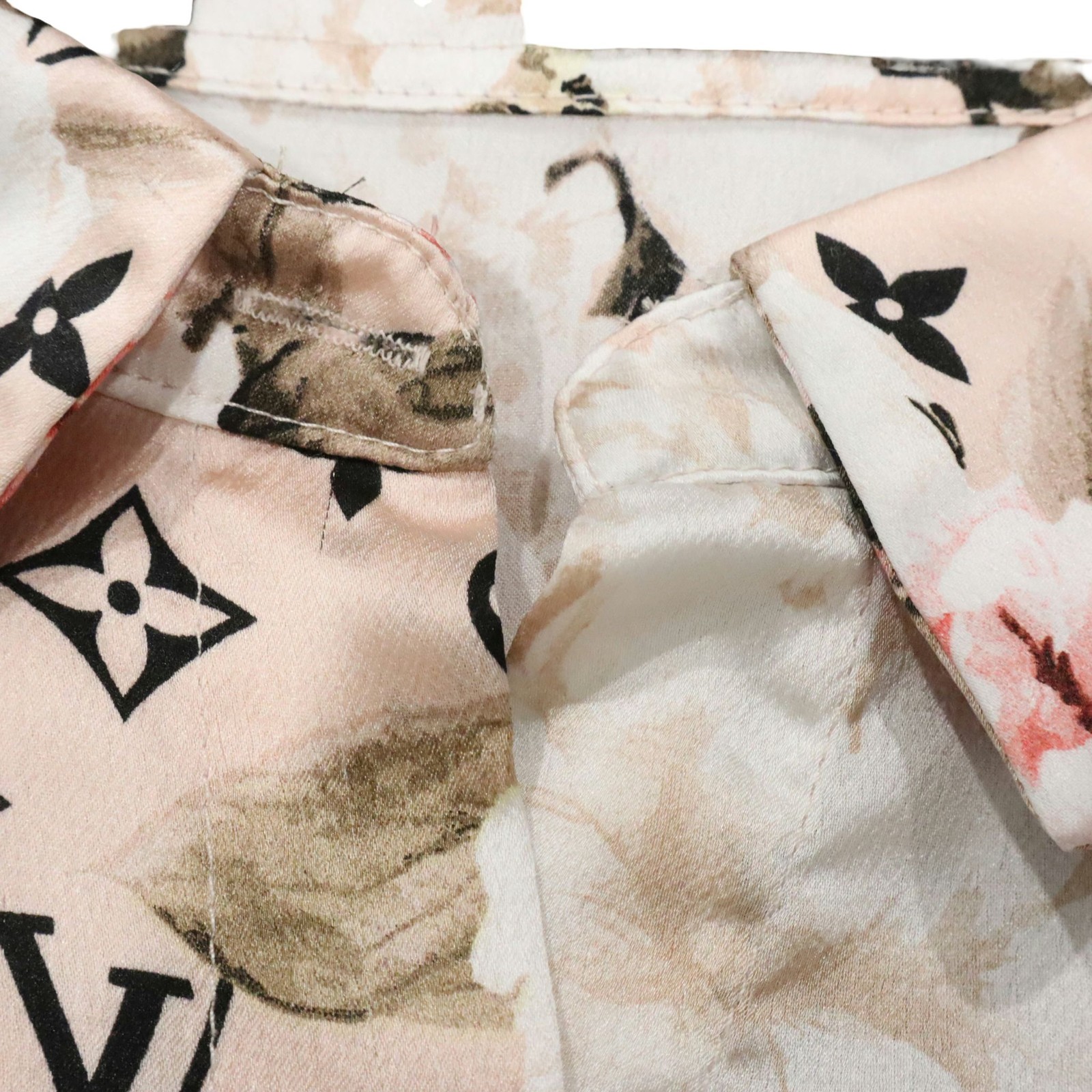 Louis Vuitton Pink Floral Monogram Shift Shirt Dress Button Up Women’s 42 US 10