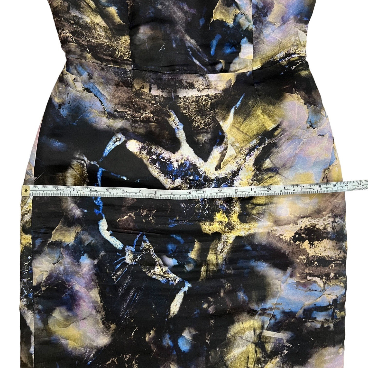Piazza Sempione Marble Print Cap Sleeve Silk Sheath Dress Blue Black IT 42 US 6
