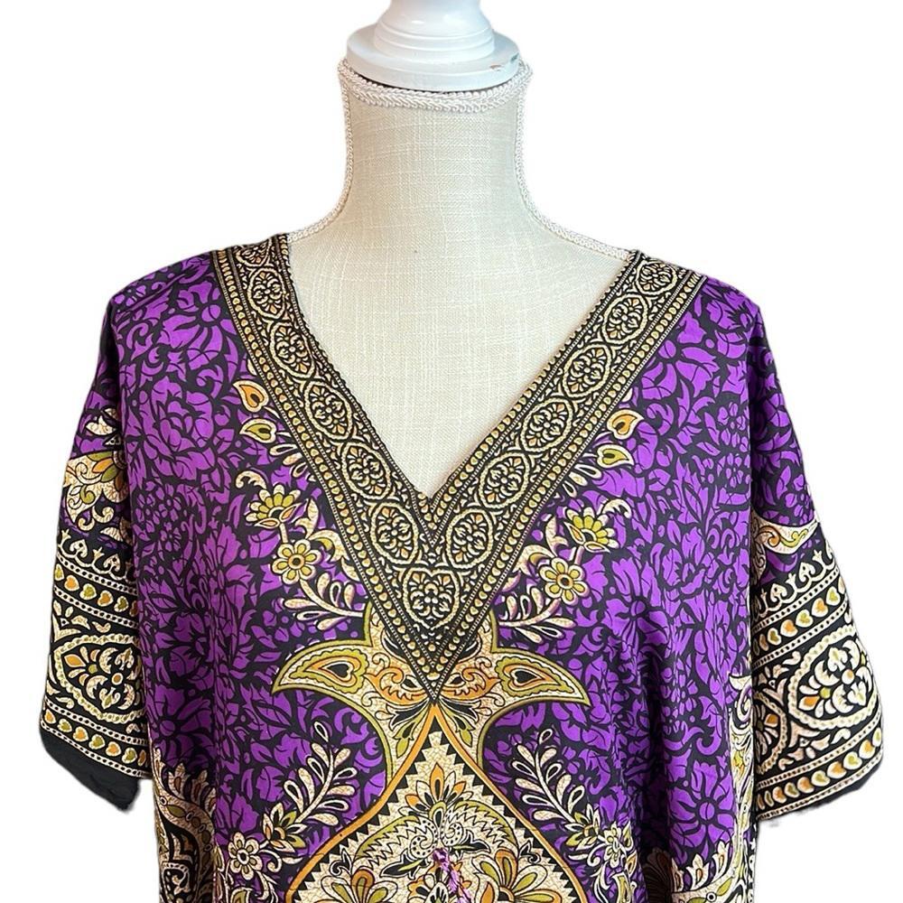 NWT Cute Options Kaftan Kimono Purple Women OS M Hippie Boho Maxi Egyptian Dress