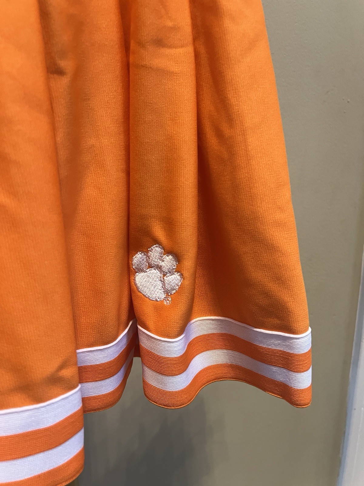 Clemson Pleated Orange/White Skirt Tiger Print Logo, Polyester