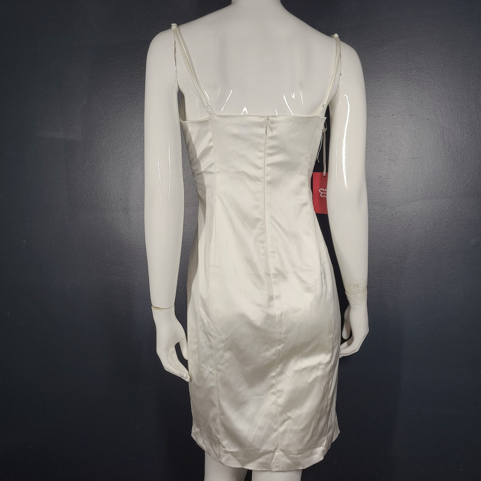 Artitzia Sunday Best Shimmer Satin Knee Dress Light Birch White Sz 8