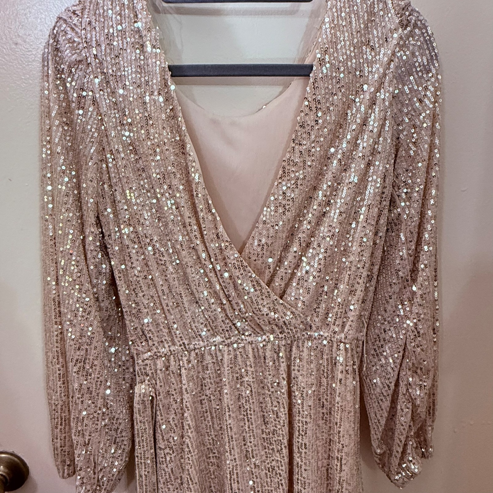 New With Tags Rose Gold Sequin Long Sleeve Mini Dress Size S