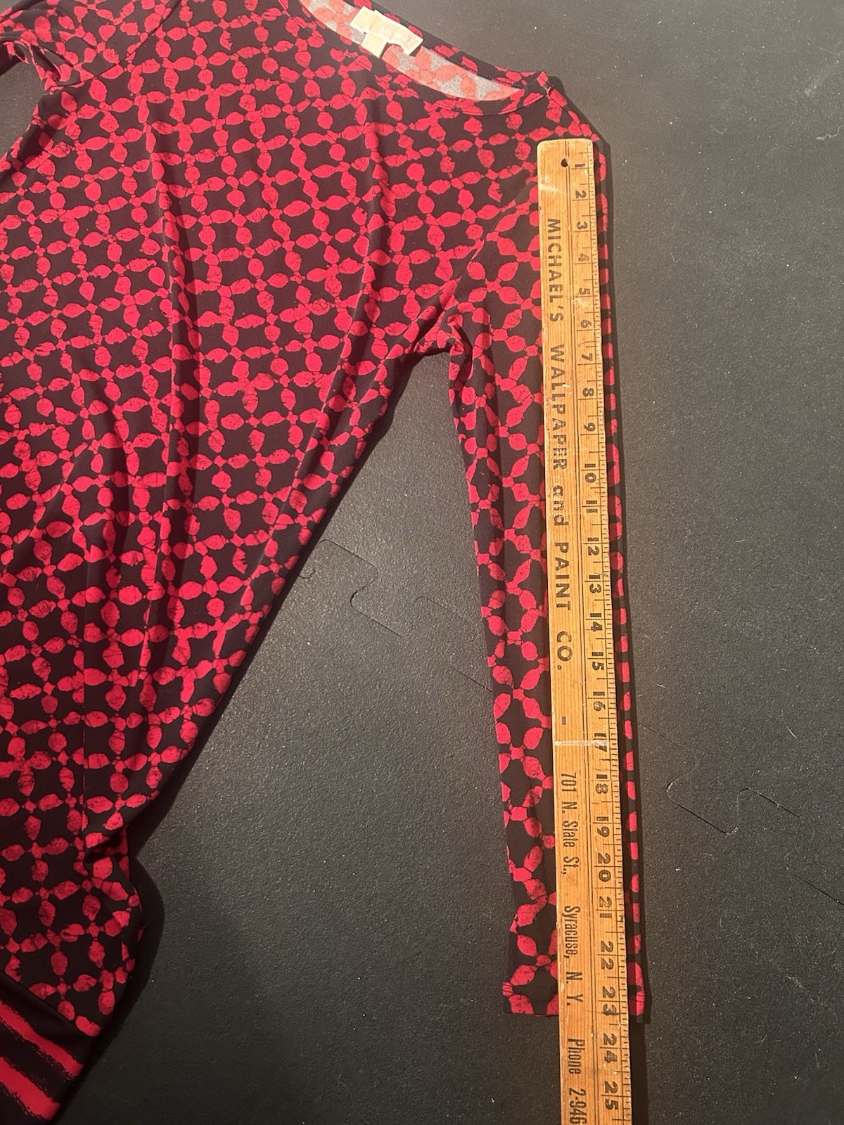 Michael Kors printed red blaze boat neck Shift Dress Sheath Long Sleeve Small