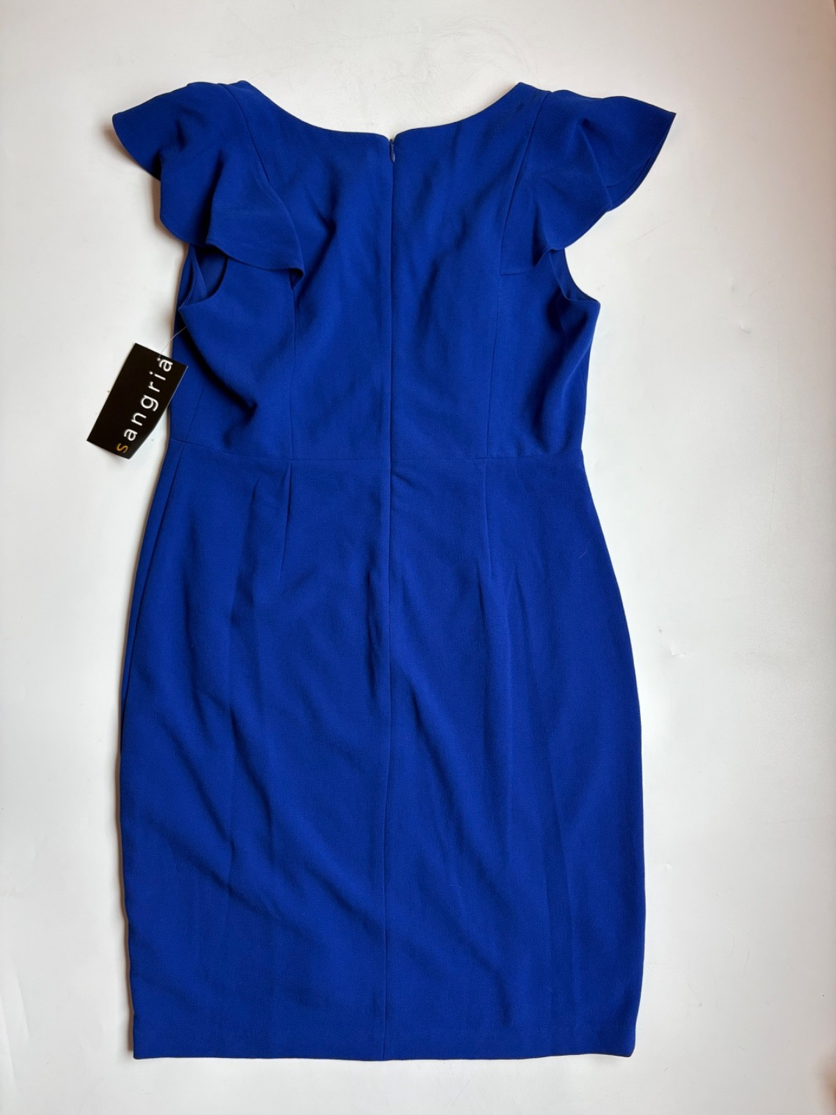 Sangria Women’s Cobalt Blue Ruffle Sleeve Sheath Dress Size 12 NWT Cocktail