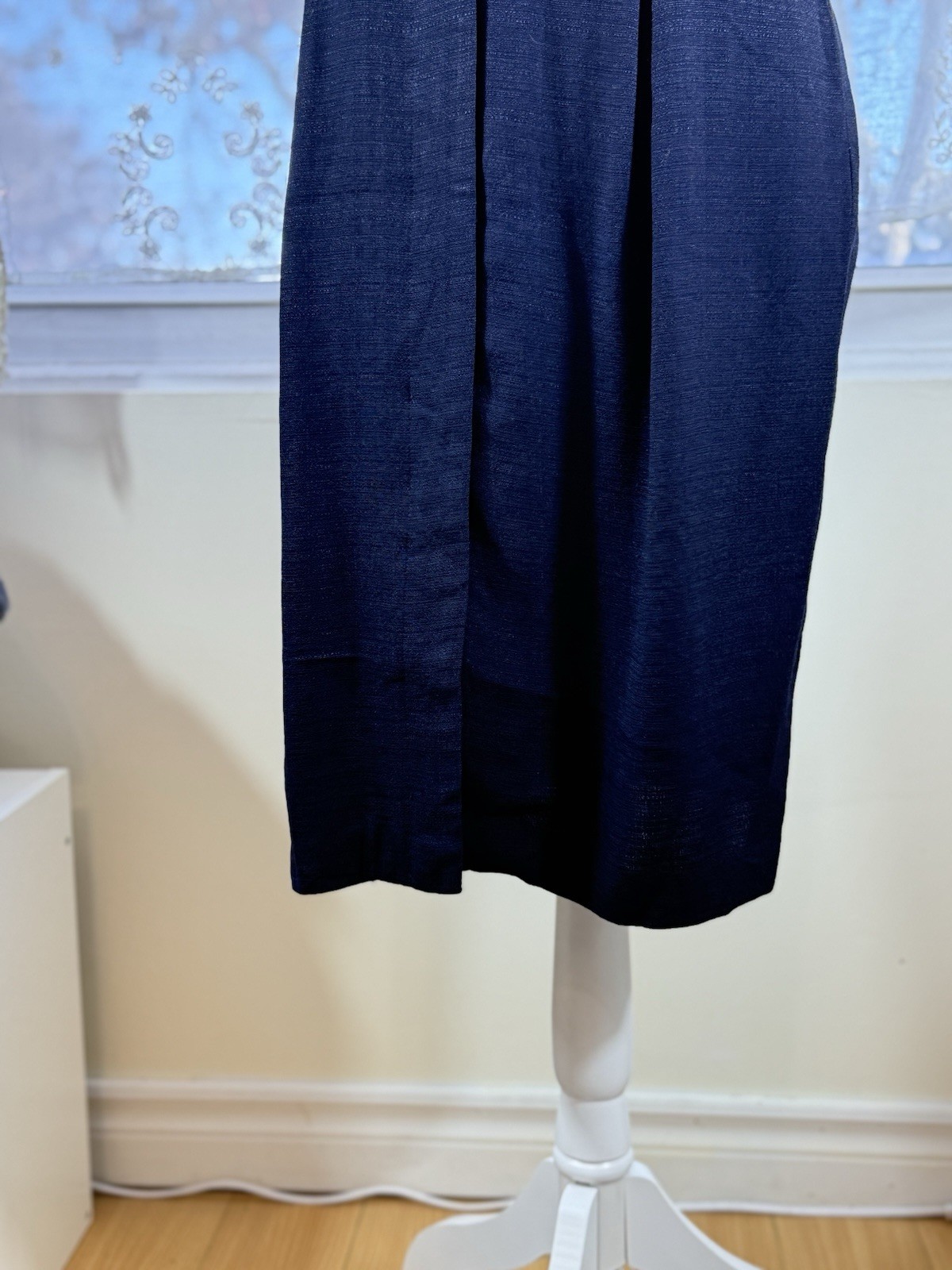 Vintage USA Acetate Blend Midi Dress Structured Short Sleeves Dress Classic