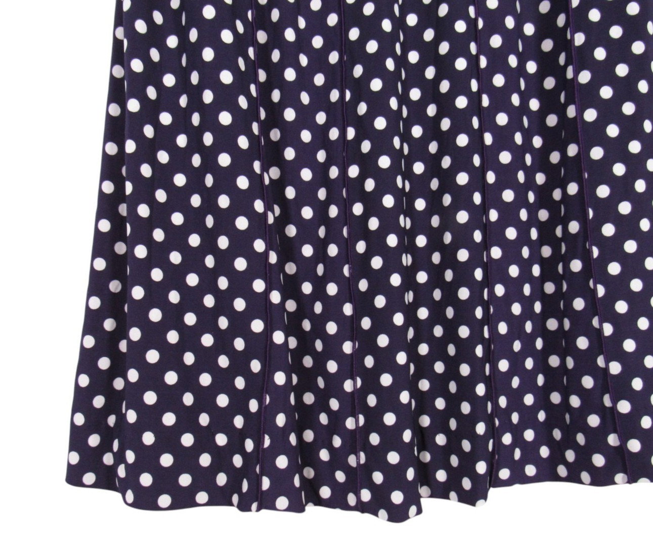 PERCEPTIONS Purple/White Polka Dots POLY-KNIT Pleated Waist FIT &FLARE DRESS 18W