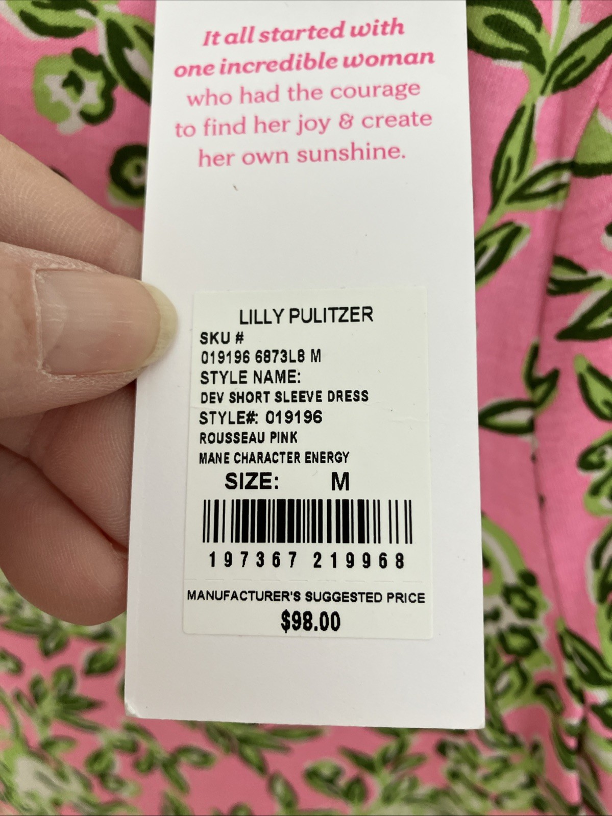 Lilly PUlizer Dev Dress Rousseau Pink Mane Character Energy NWT Size M