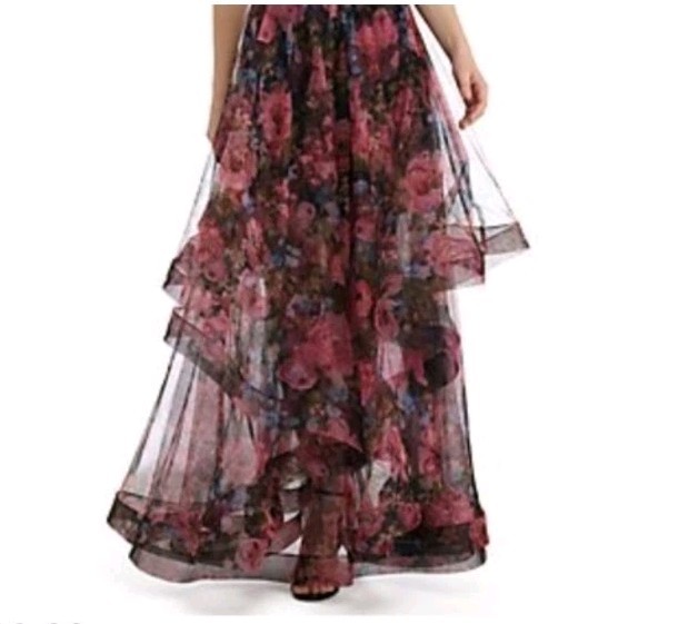 Blondie Nites Floral Tiered Skirt Gown (skirt only)