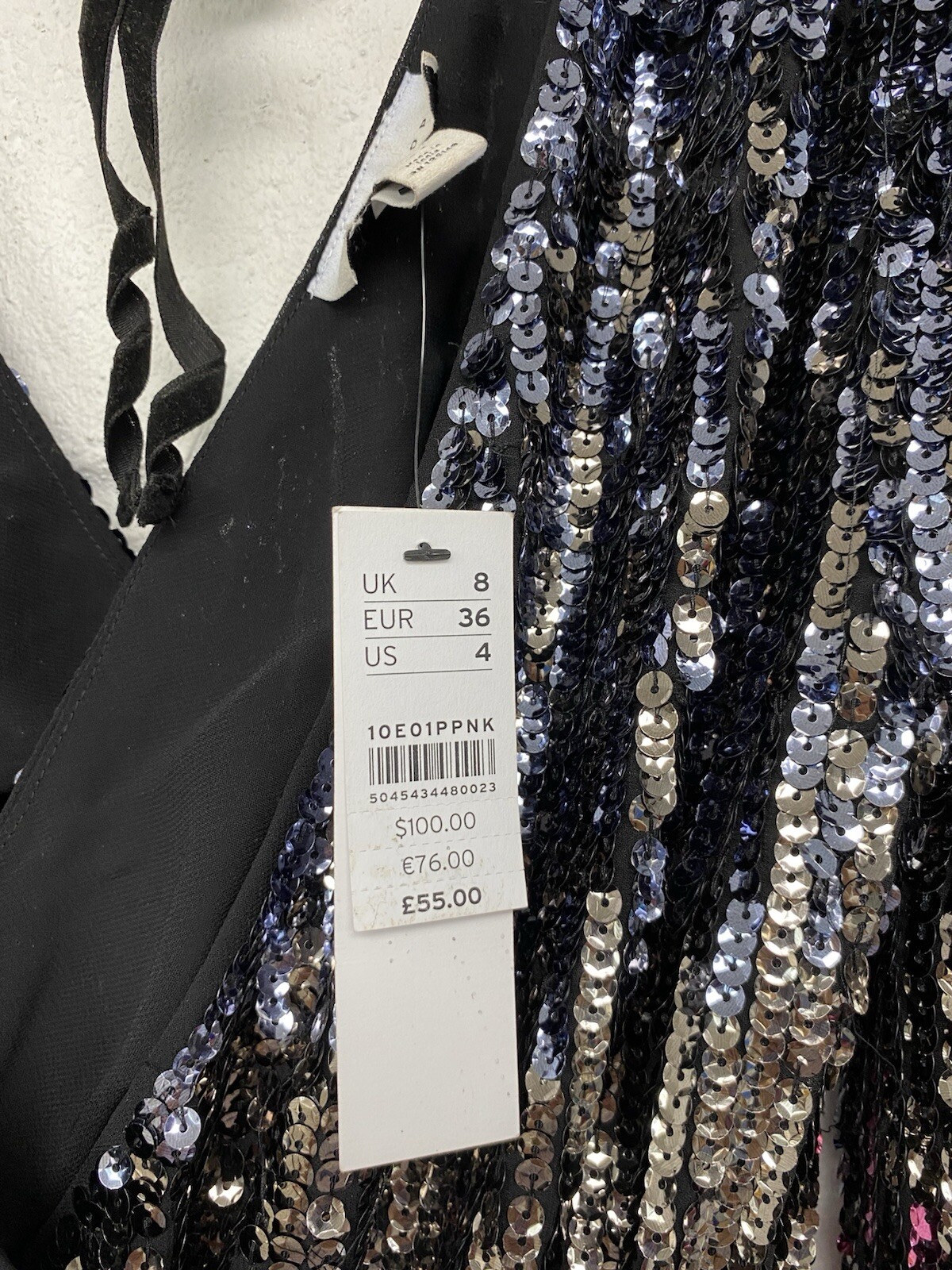 Topshop Ombré Silver Pink Sequin Wrap Dress Size 8 BNWT RRP£55 Party Wear PK