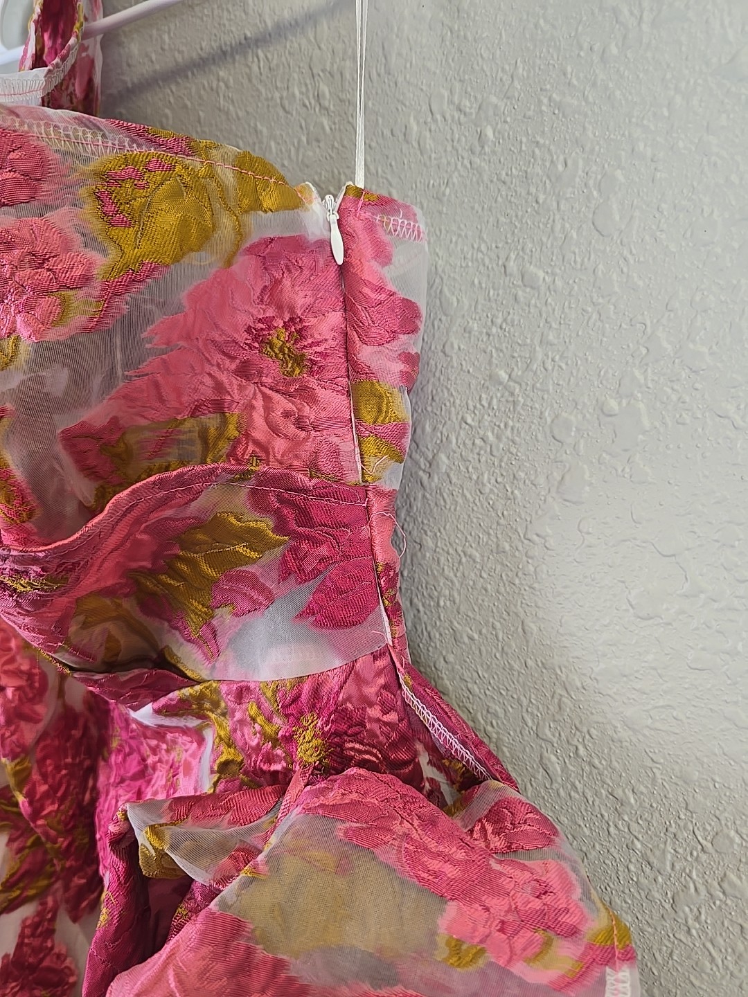NWT REVERSE Womens Organza One Shoulder Pink Floral Print Dress Sz 12