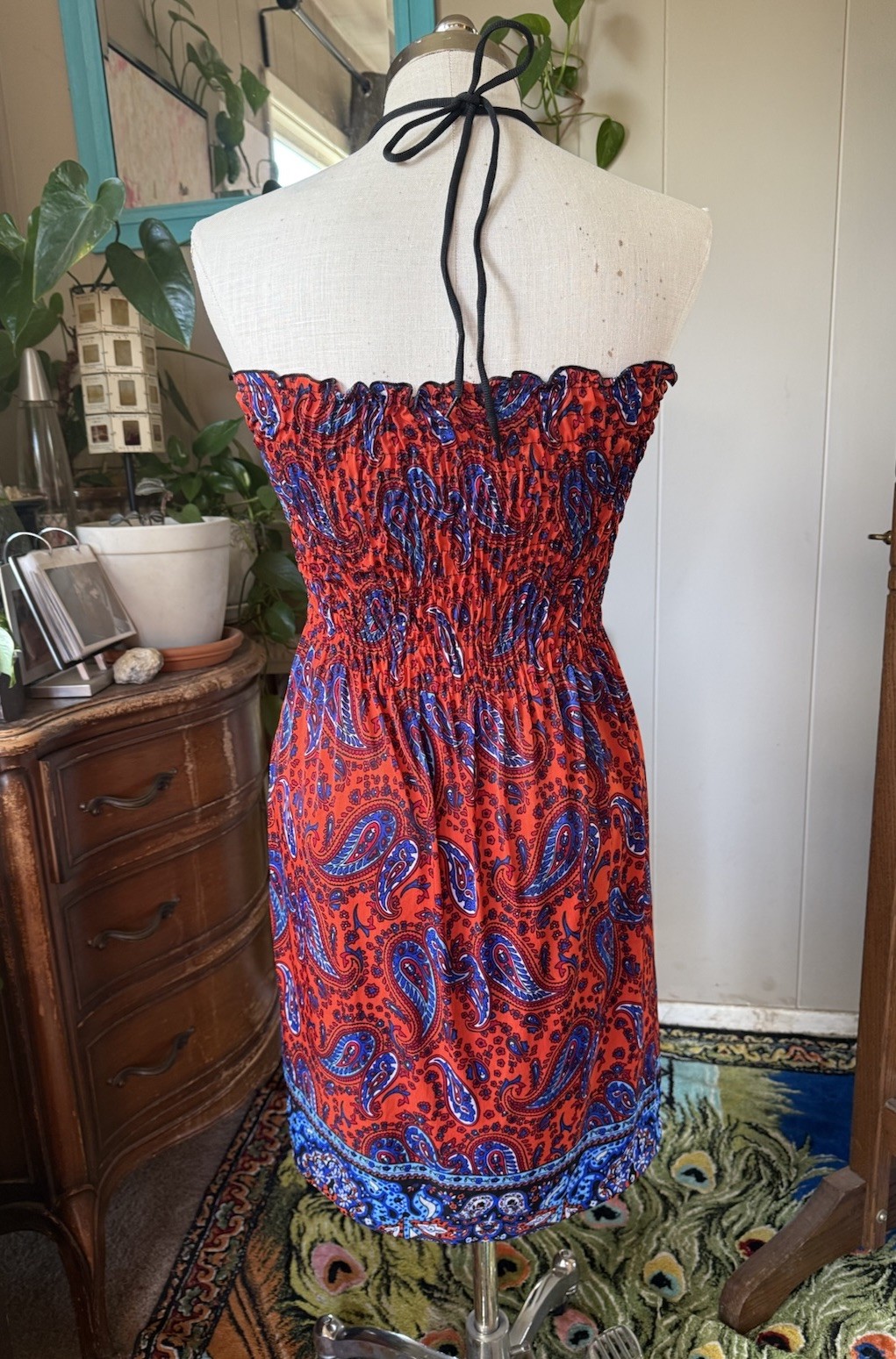 Just Love Mini Sun Dres/ Cover Up Smocked Bust Vibrant Colorful Paisley 1X