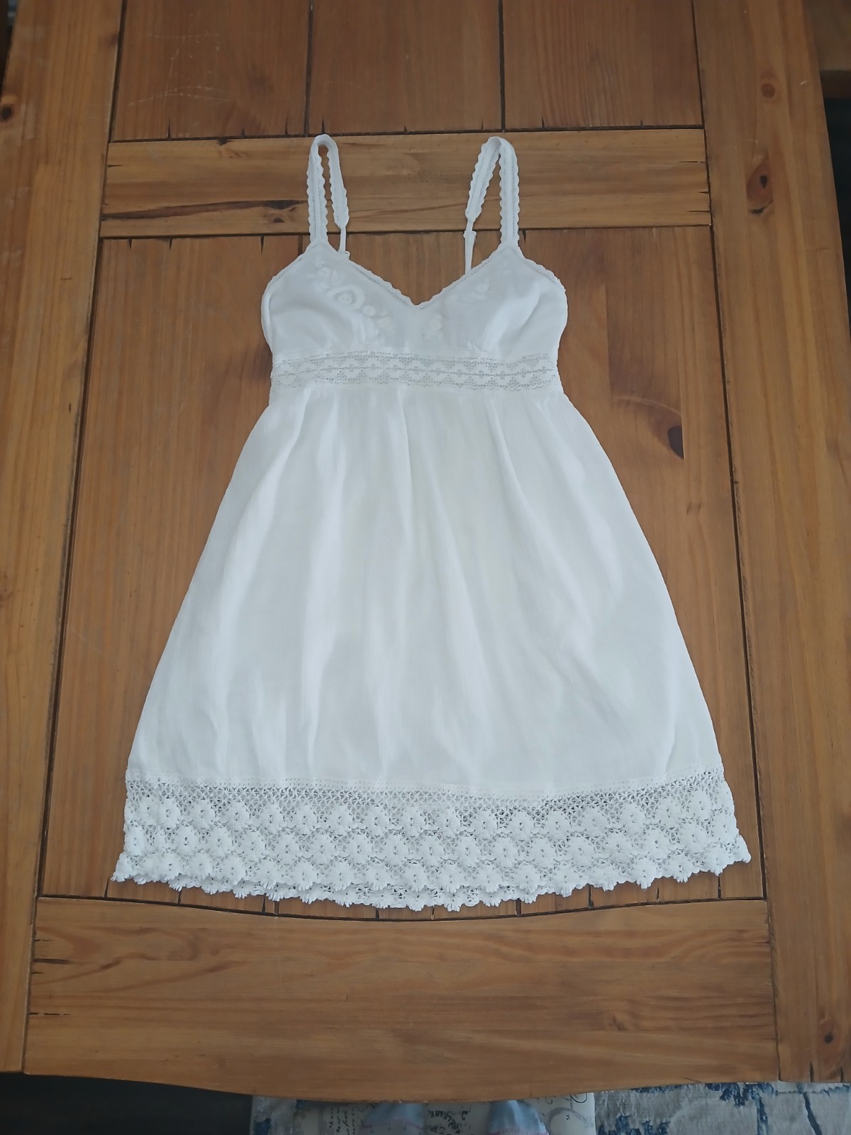 O’Neill White Cotton Sundress M Embroidered Beach Festival Cottage Fairy Party