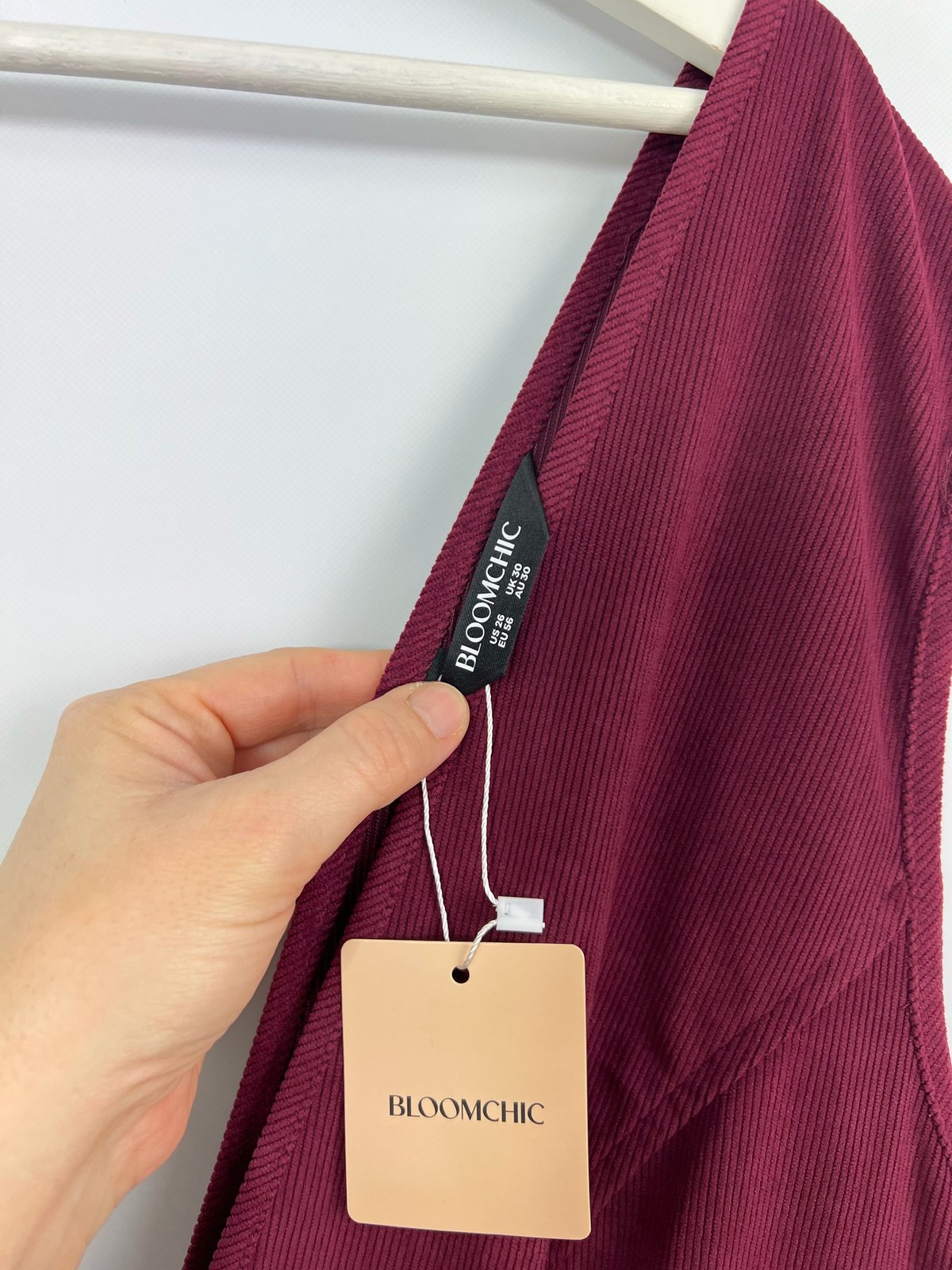 Bloomchic Corduroy Elasticated Waist. Deep V Neck Dress Pockets Size 30