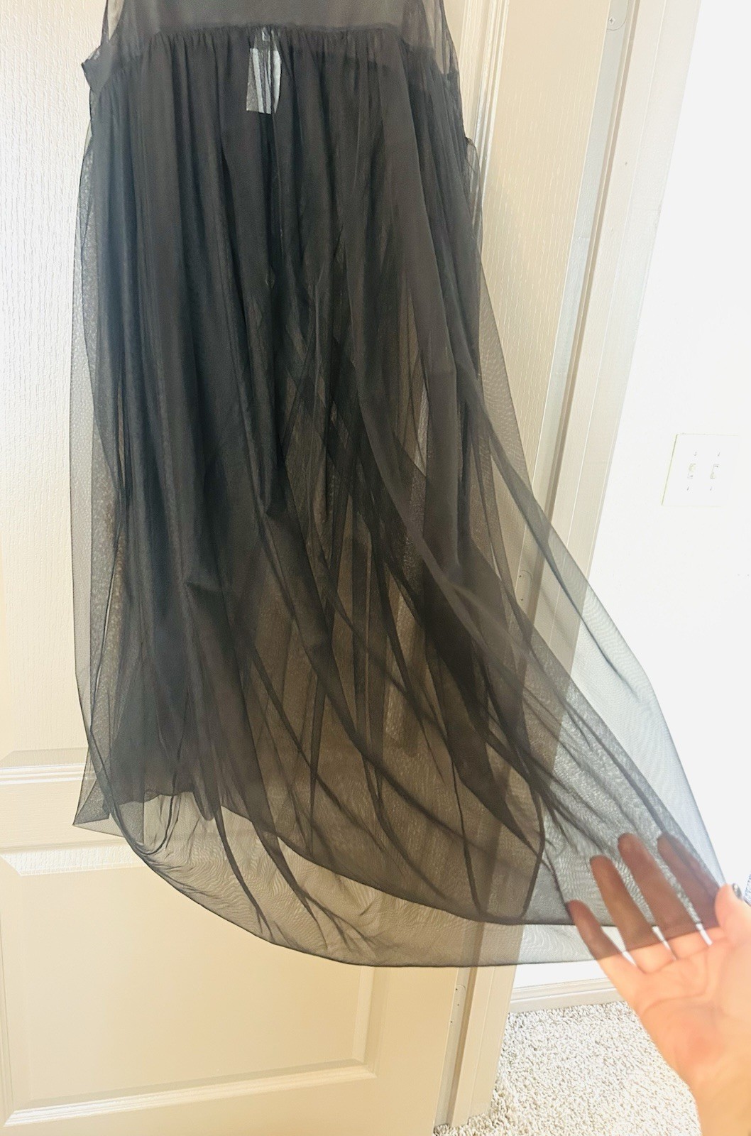 Lilith Paris Black Sheer Tulle Bubble Hem Midi Dress France Avant Garde L