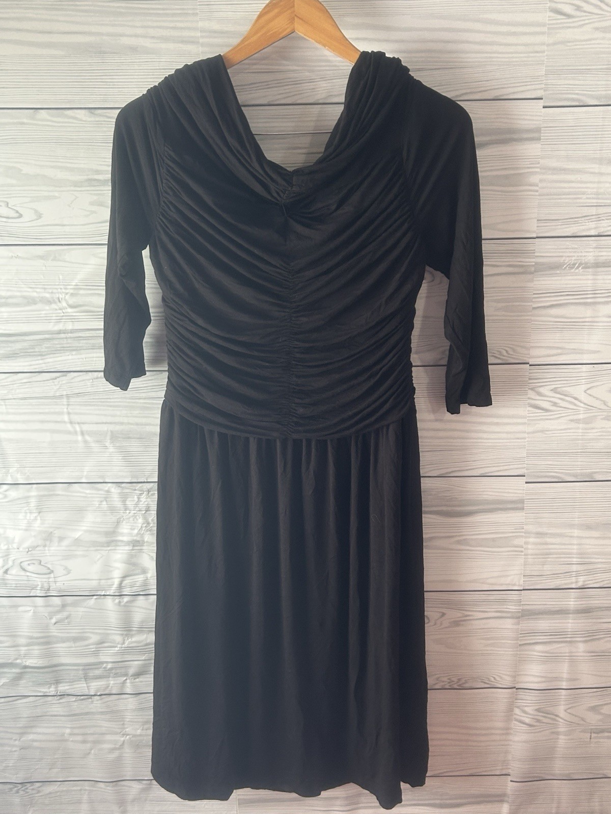 Nue by Shani Rouched Waist Shapewear Dress Size 14 Elegant 3/4 Sleeve Party j409